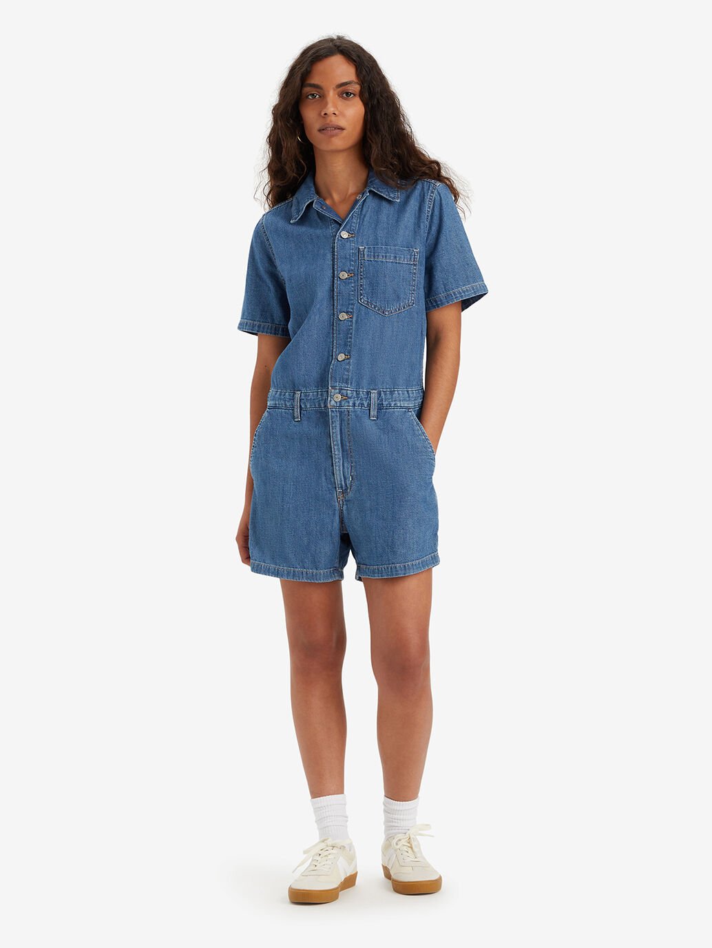 Levi's Women's Short-Sleeve Heritage Romper - Playday Jumpsuit - Stencil