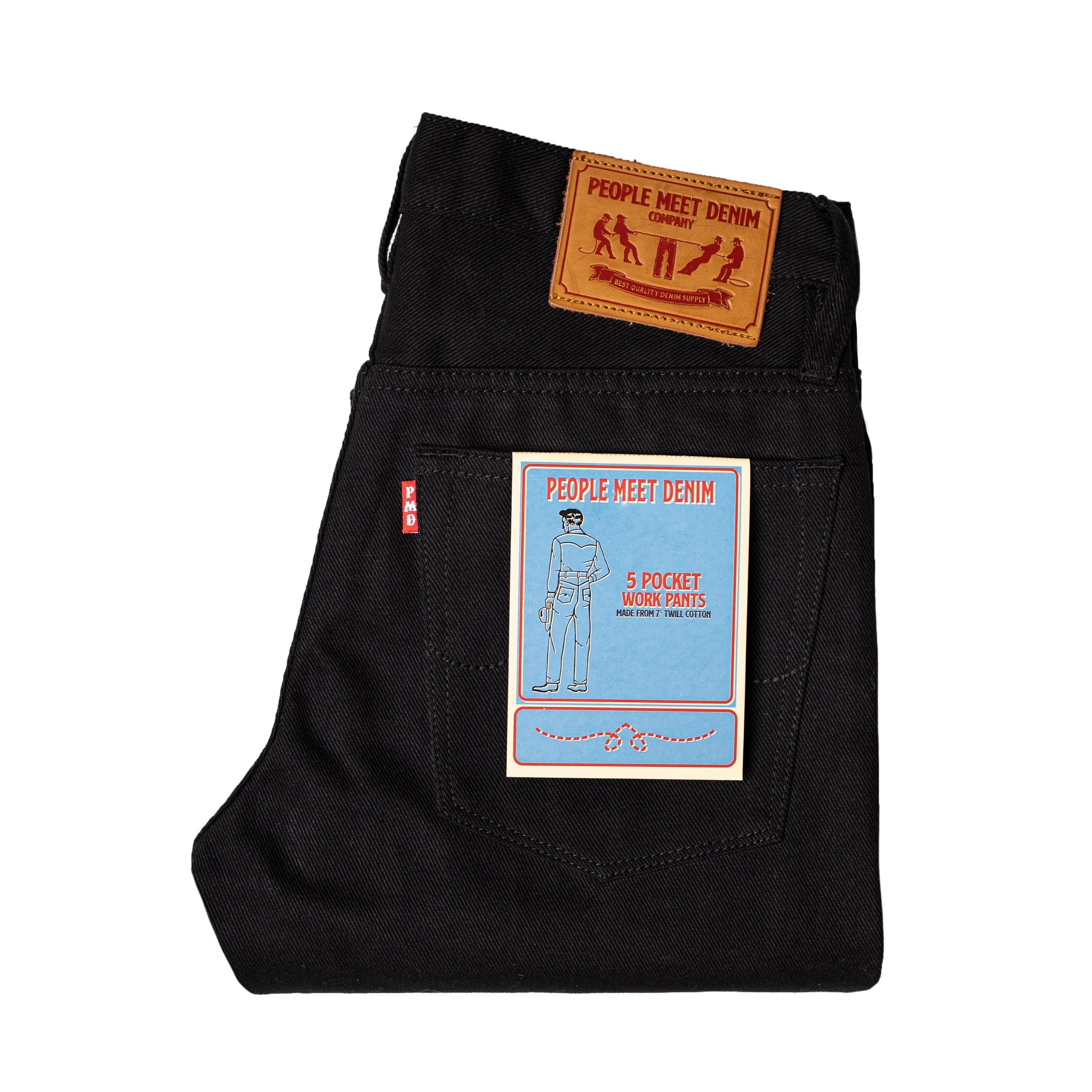 PMD & Co Work Pants Selvedge Accent Slim Fit Black - Stencil