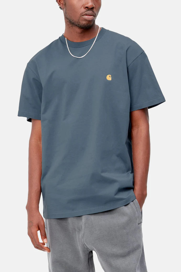 Carhartt Short Sleeve Chase T Shirt Storm Blue / Gold
