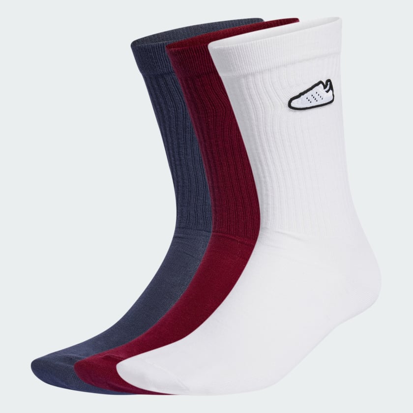 Adidas Crew Socks 3 Pack Maroon / White / Shadow Navy - Stencil