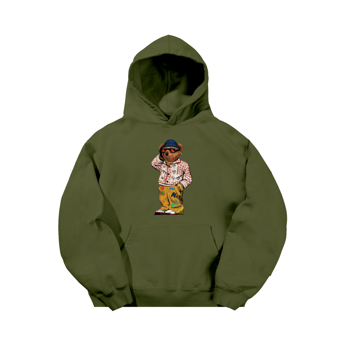 Market Folk Fitted Bear Hoodie - Green