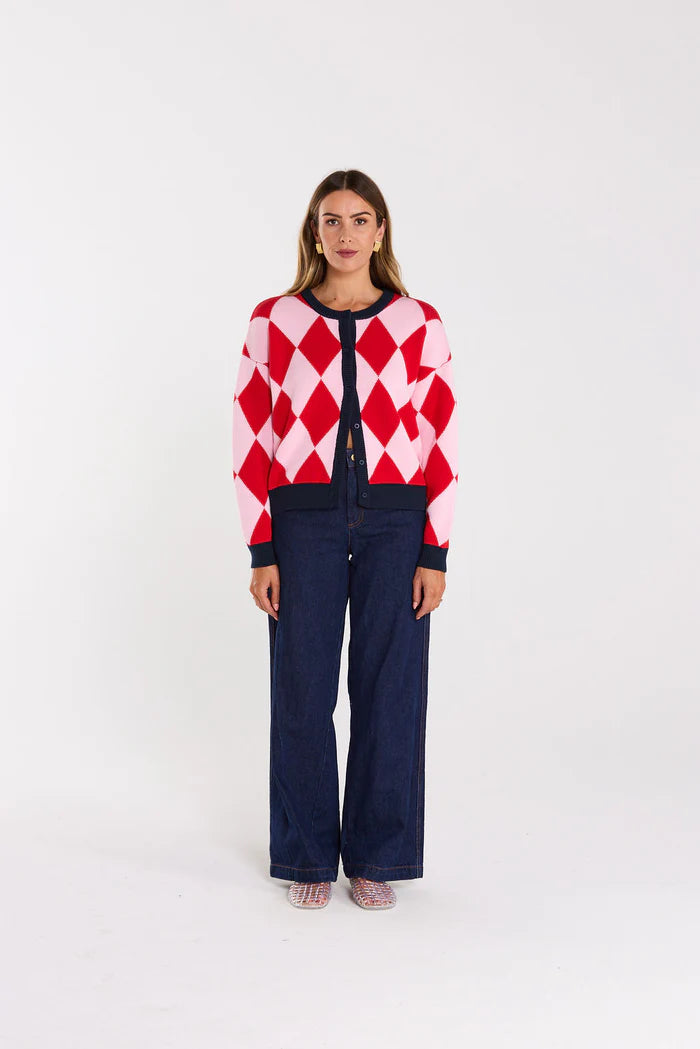 Thing Thing Gemma Cardigan - Cherry Milkshake - Stencil