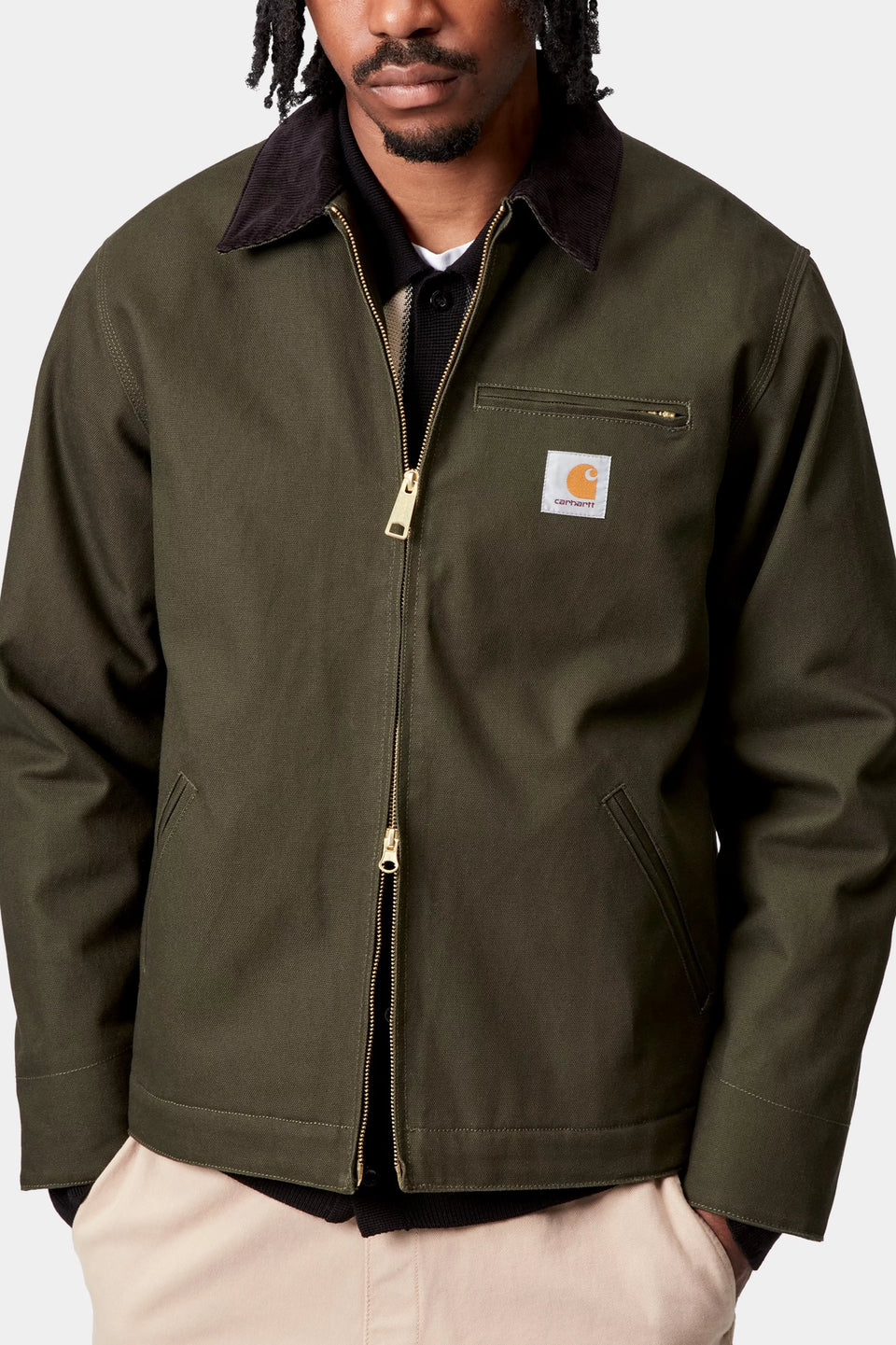 Carhartt Detroit Jacket - Olive / Black Rigid - Blanket Lined