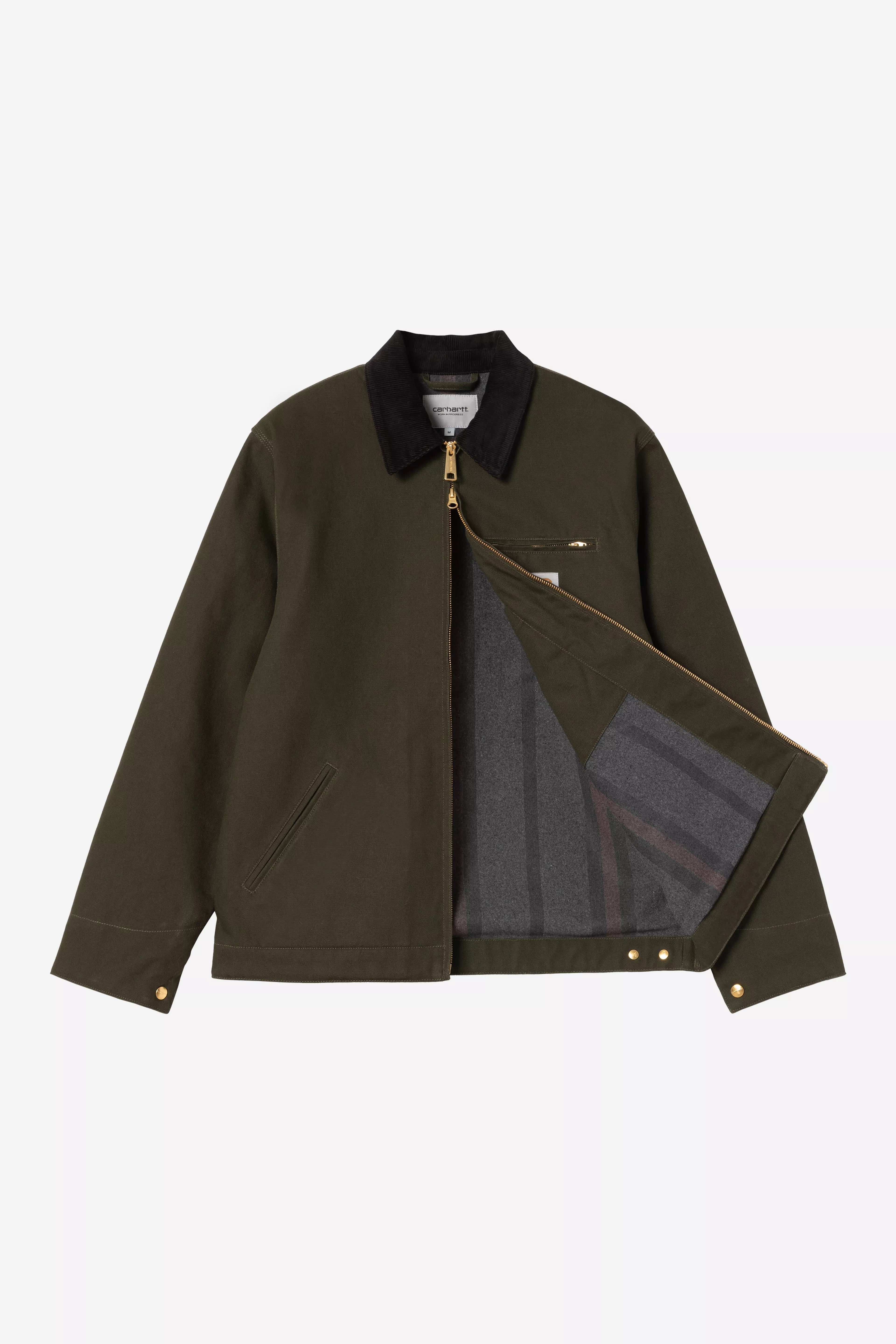 Carhartt Detroit Jacket - Olive / Black Rigid - Blanket Lined - Stencil