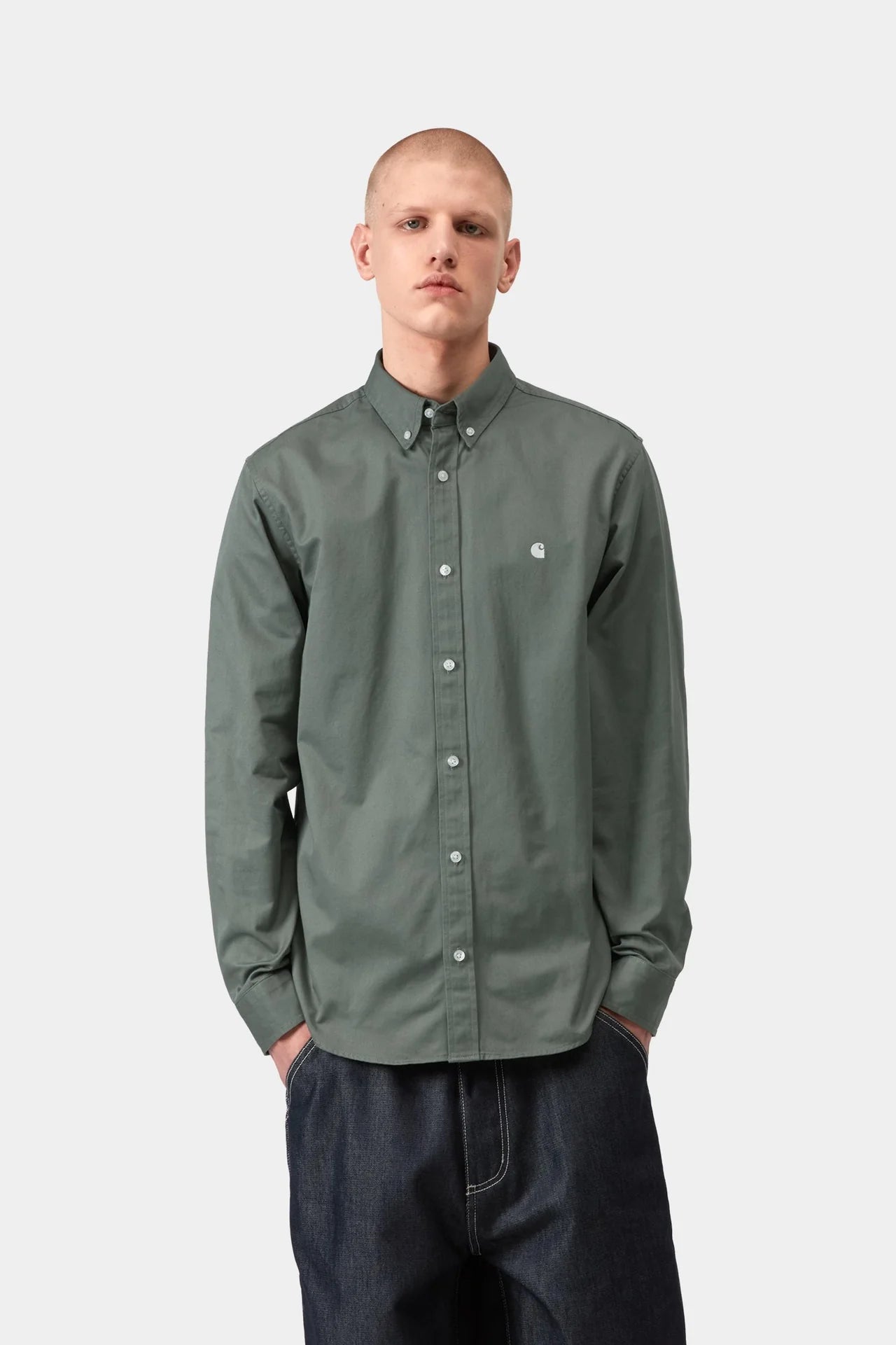 Carhartt L/S Madison Shirt - Velvet Geen/White - Stencil
