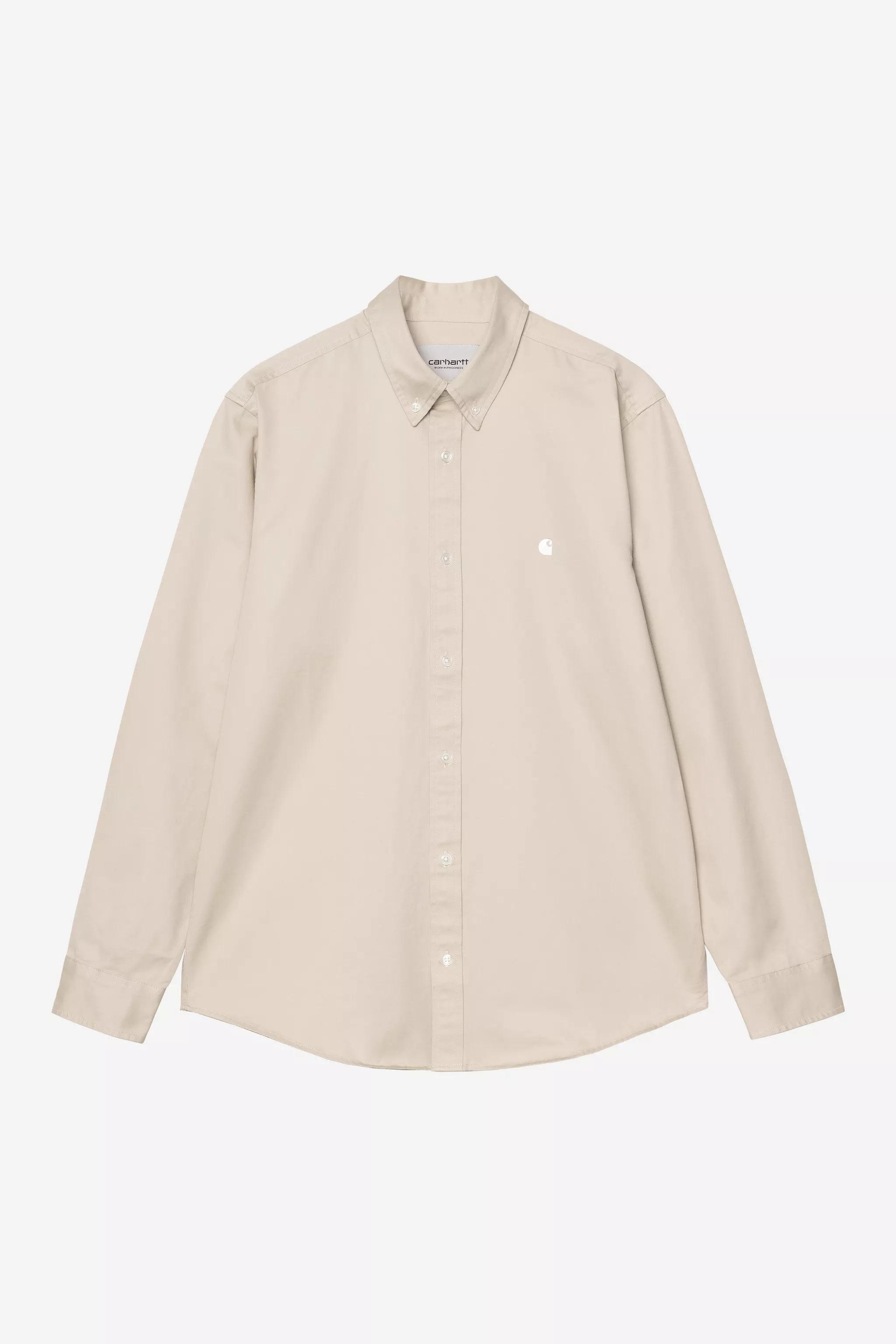 Carhartt L/S Madison Shirt - Stone / White - Stencil