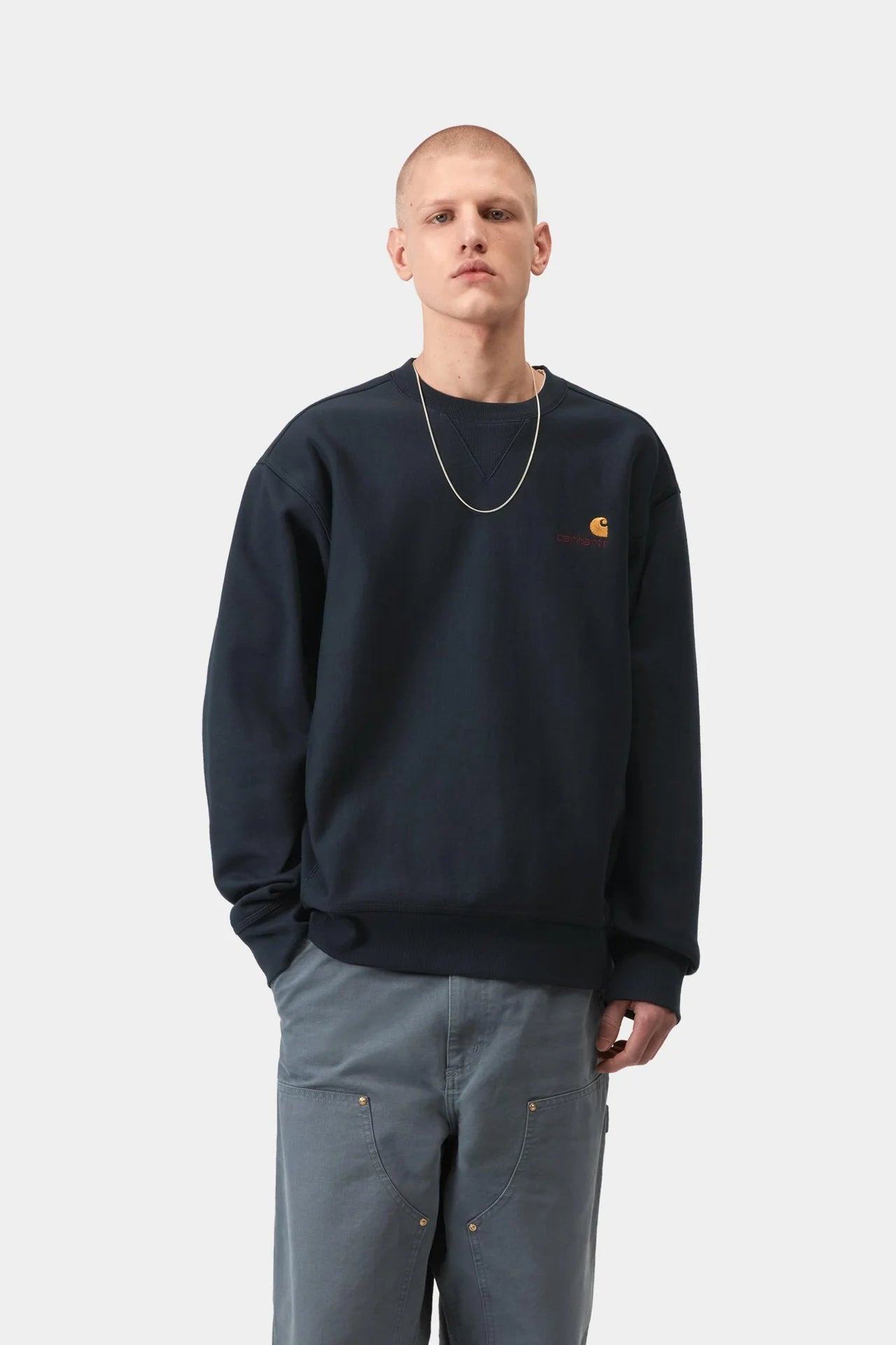 Carhartt American Script Sweat - Deep Night - Stencil