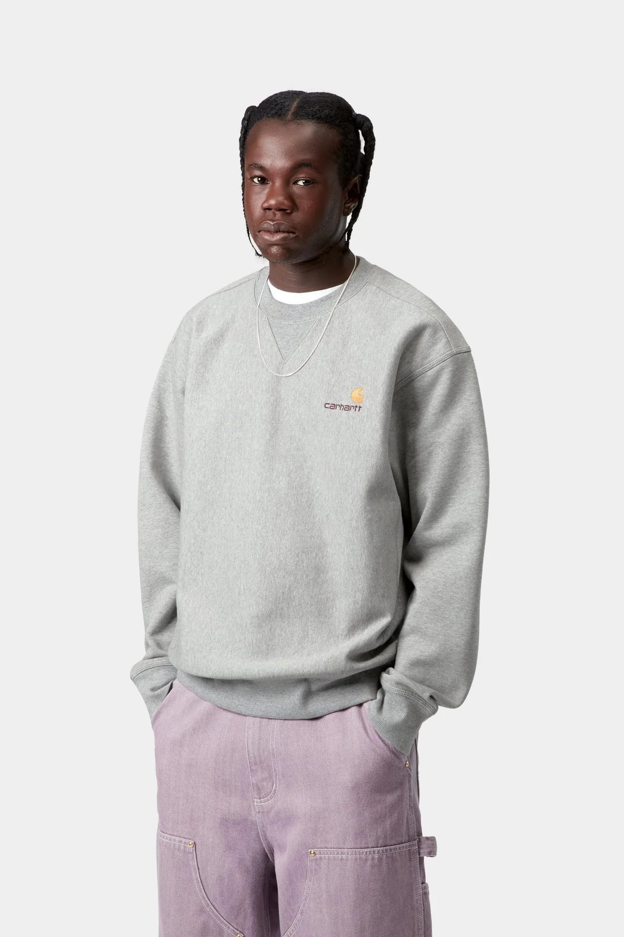 Carhartt American Script Sweat - Grey Heather - Stencil