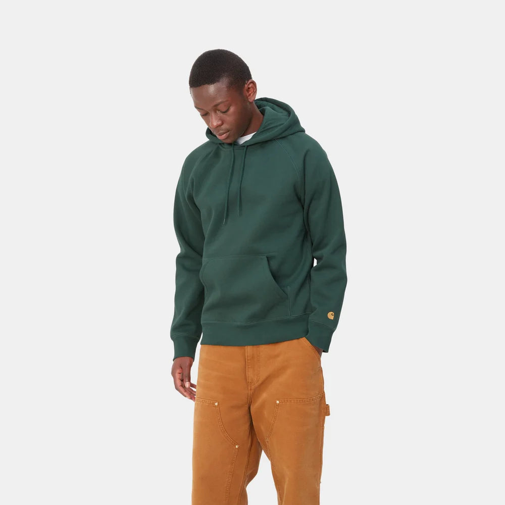 Carhartt Hooded Chase Sweatshirt - Discovery Green / Gold - Stencil
