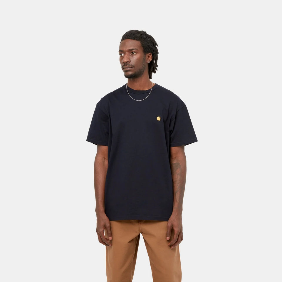 Carhartt Short Sleeve Chase T Shirt Dark Navy/Gold