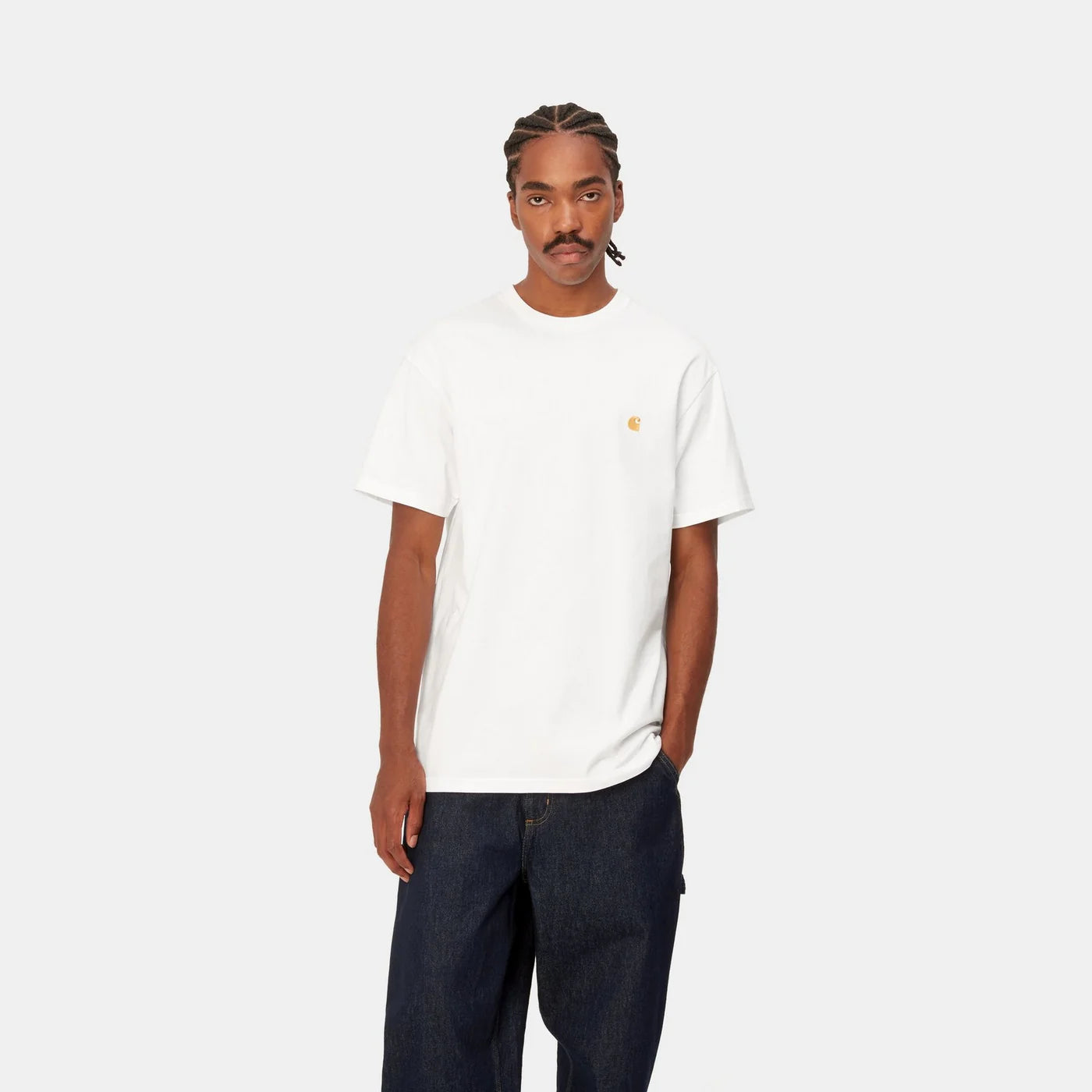 Carhartt S/S Chase T-Shirt - White / Gold - Stencil