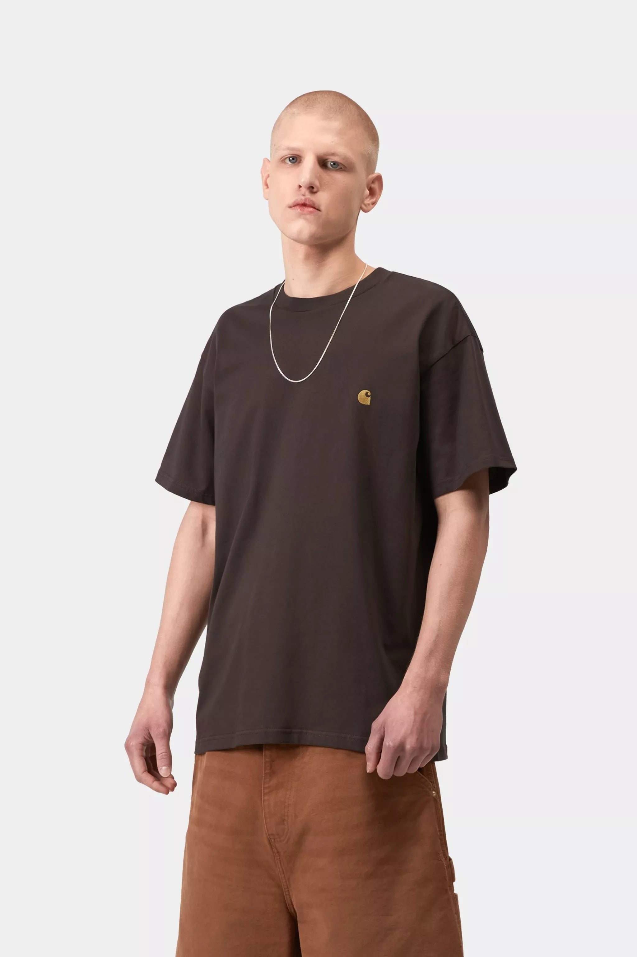 Carhartt S/S Chase T-Shirt - Shale / Gold - Stencil