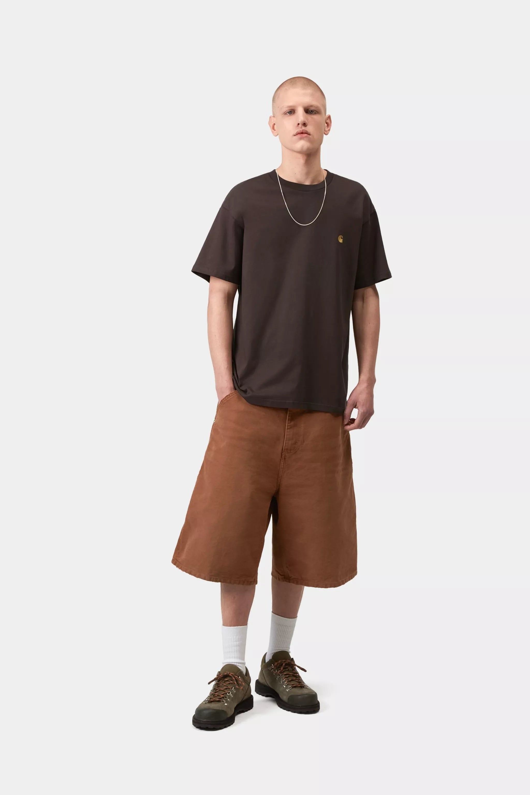 Carhartt S/S Chase T-Shirt - Shale / Gold - Stencil