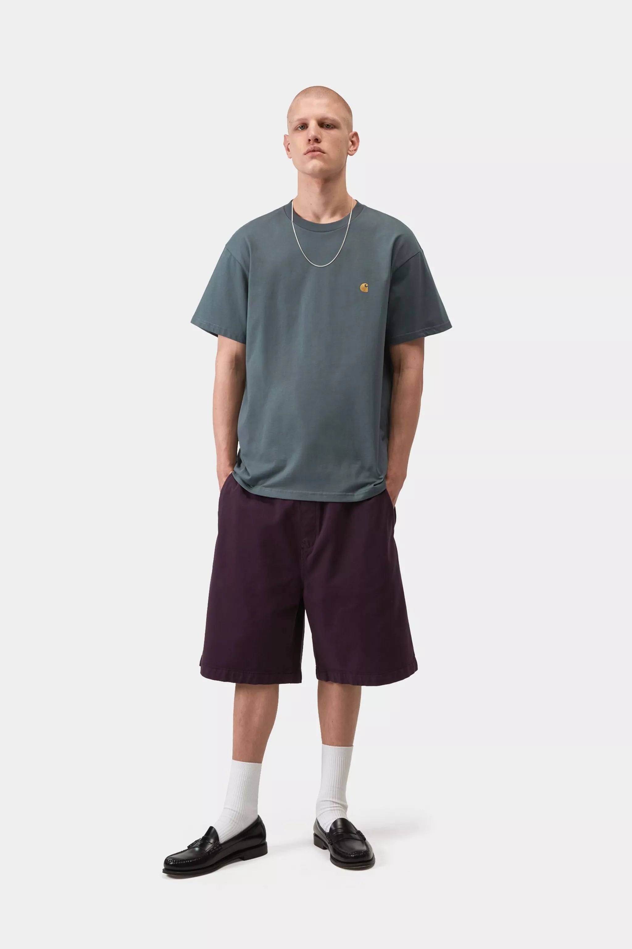 Carhartt S/S Chase T-Shirt - Cozy Blue / Gold - Stencil
