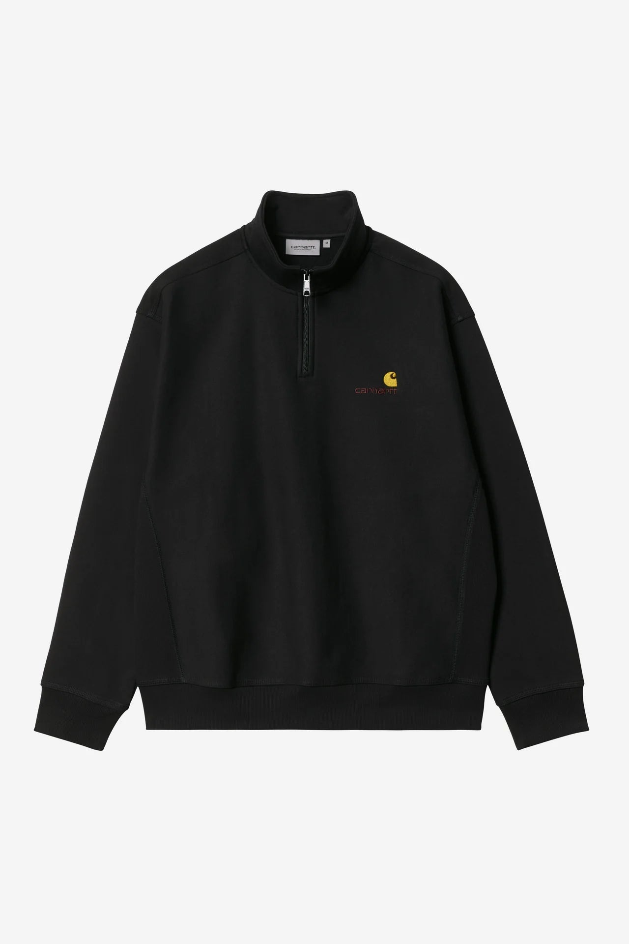 Carhartt Half Zip American Script Sweat - Black - Stencil