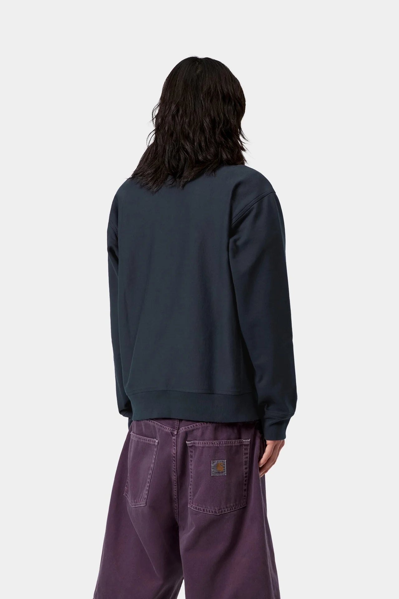 Carhartt Half Zip American Script Sweat - Deep Night - Stencil