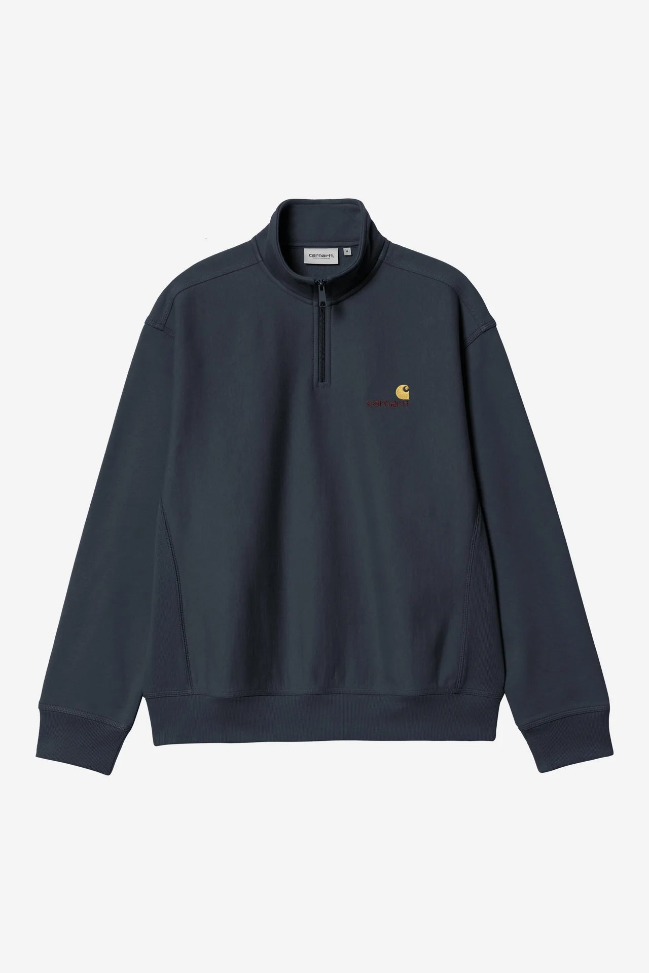 Carhartt Half Zip American Script Sweat - Deep Night - Stencil