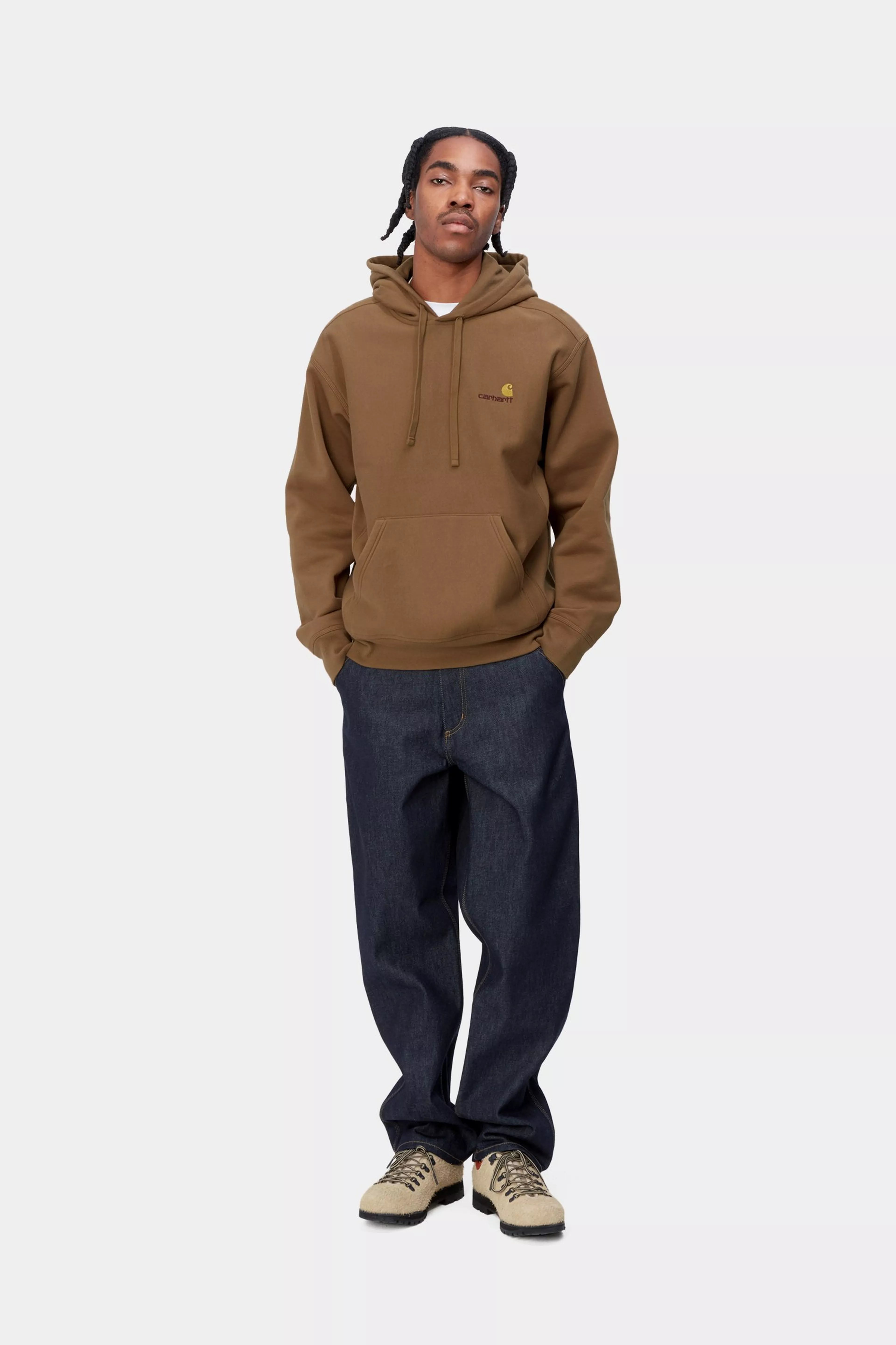 Carhartt Hooded American Script Sweat - Hamilton Brown