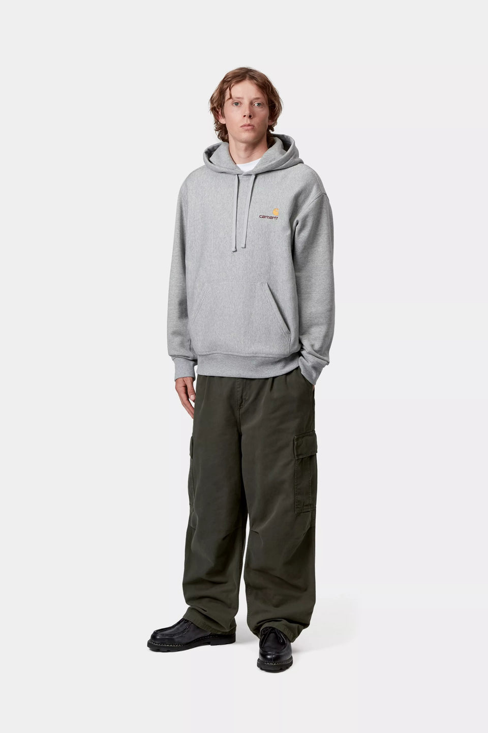 Carhartt Hooded American Script Sweat - Grey Heather