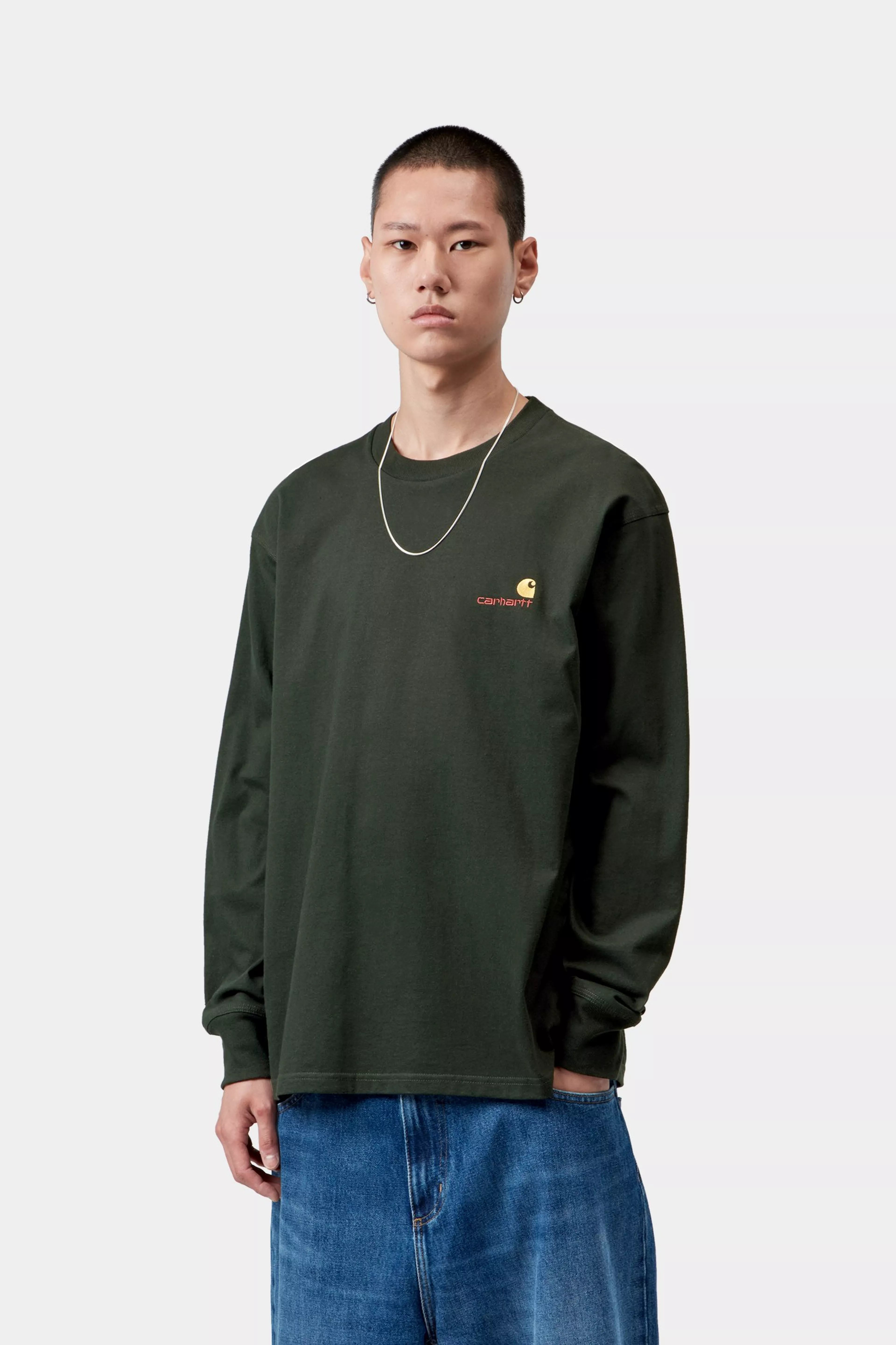 Carhartt L/S American Script T-Shirt - Raven