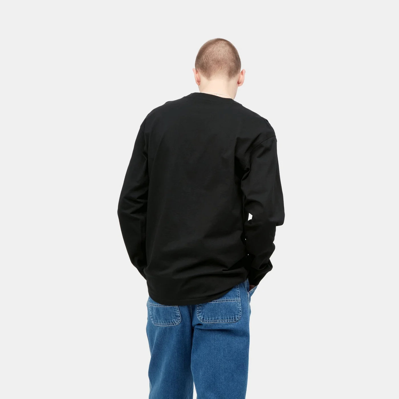 Carhartt L/S American Script T-Shirt - Black - Stencil