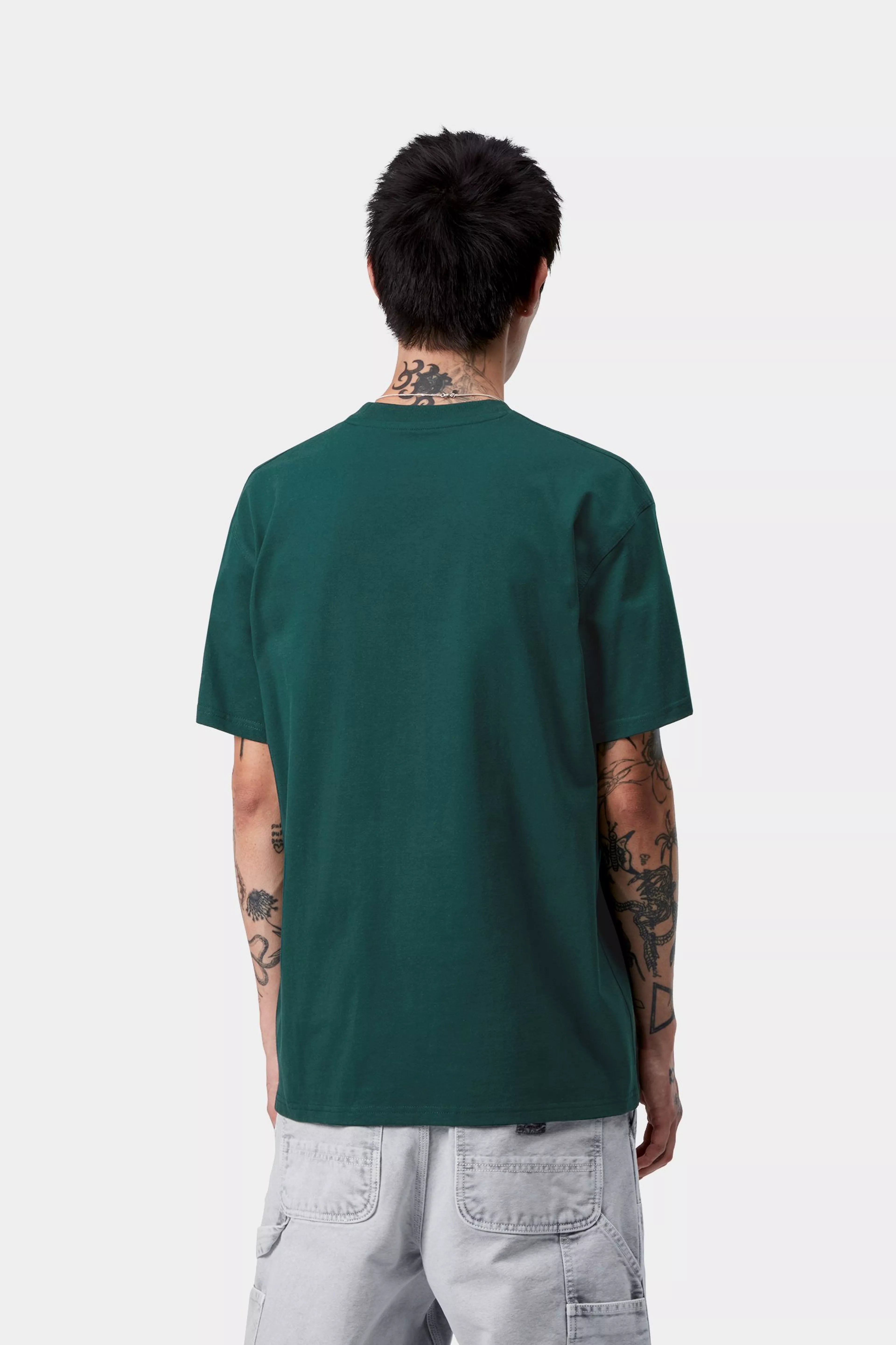 Carhartt S/S American Script T-Shirt - Dark Fir - Stencil
