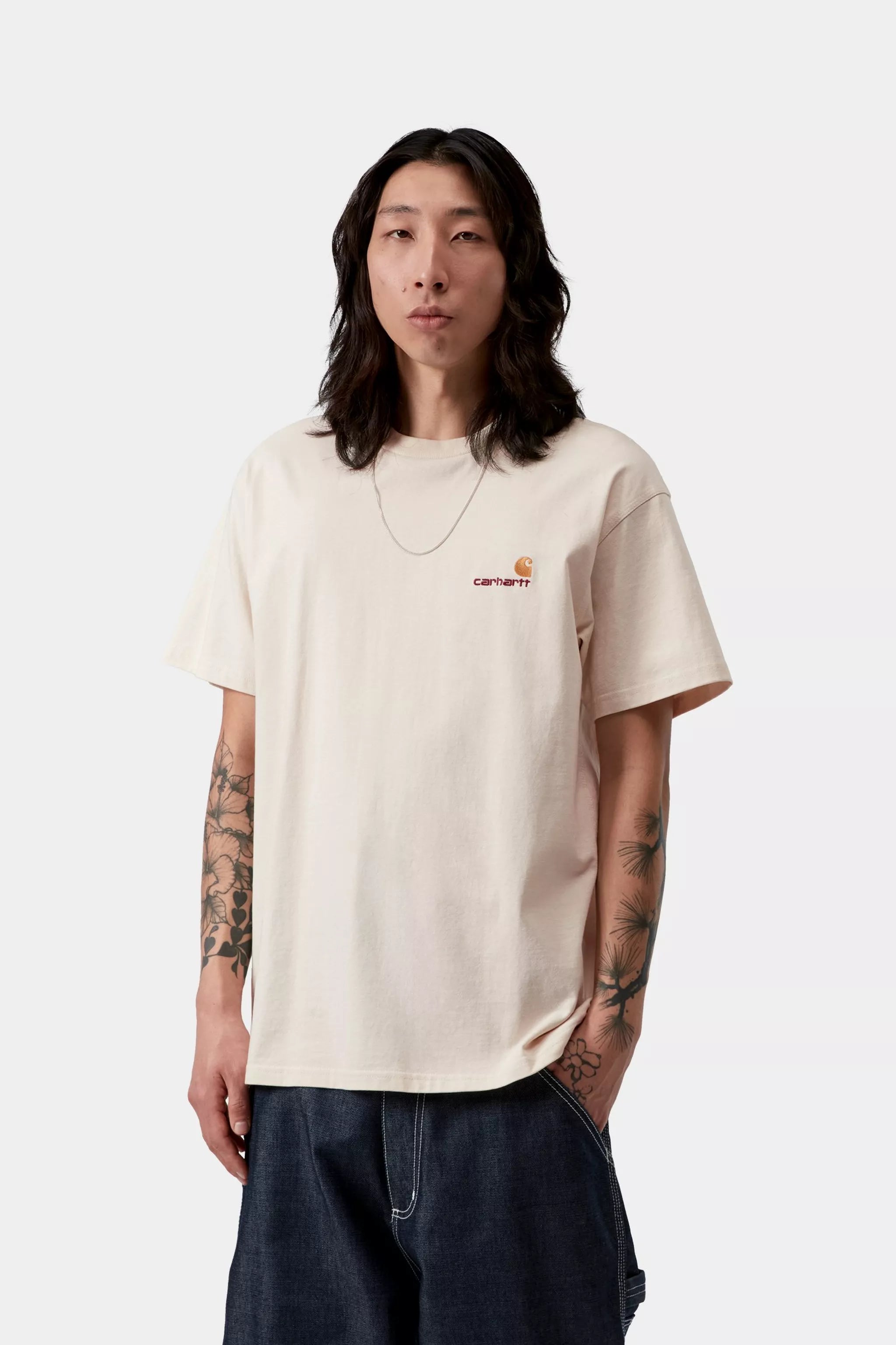 Carhartt S/S American Script T-Shirt - Natural - Stencil
