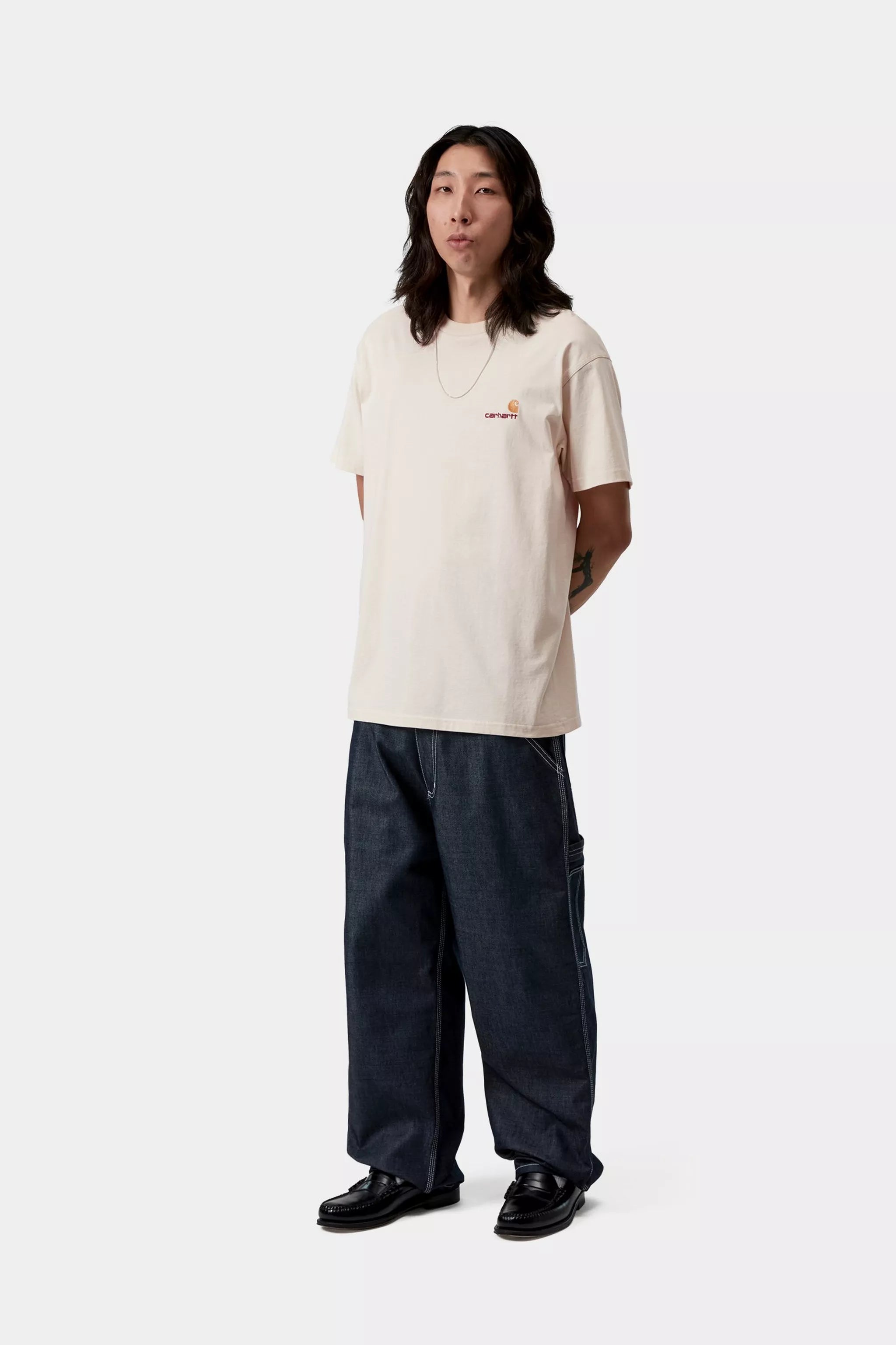 Carhartt S/S American Script T-Shirt - Natural - Stencil