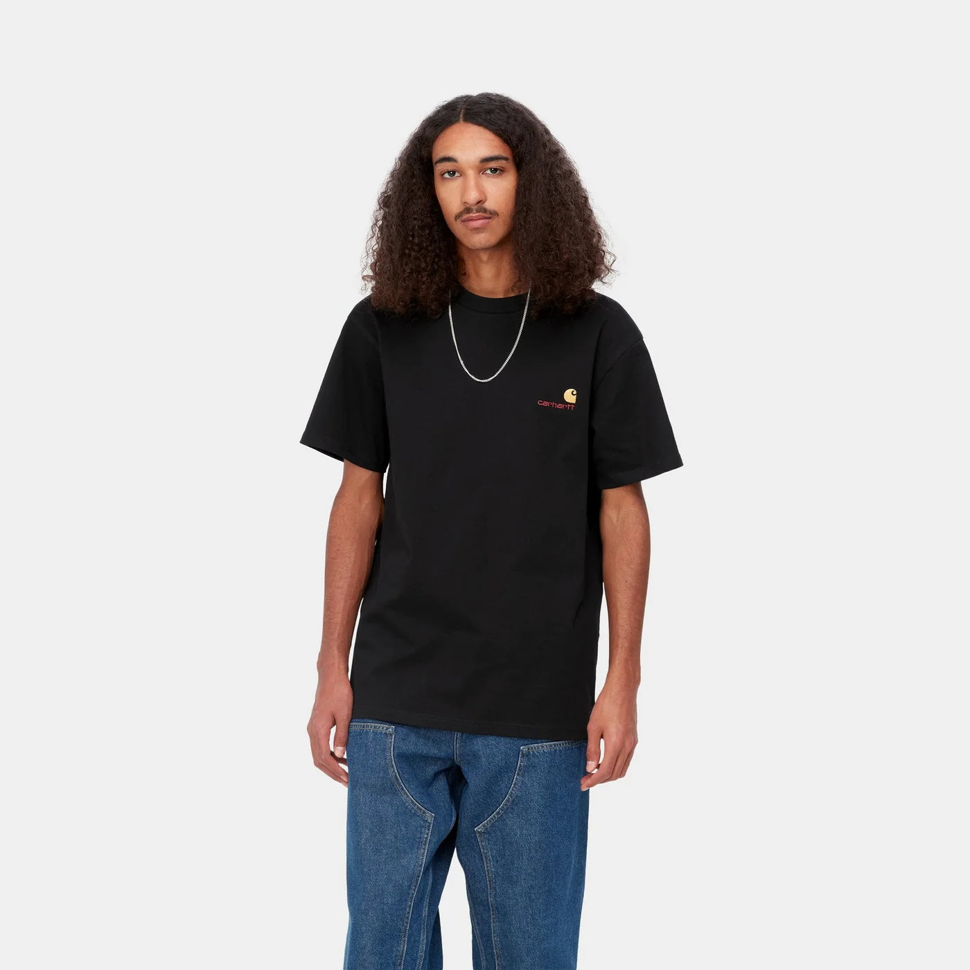 Carhartt S/S American Script T-Shirt - Black - Stencil