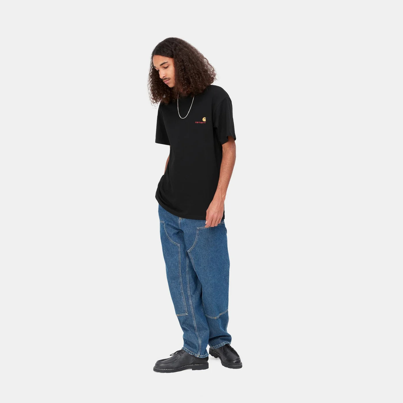 Carhartt S/S American Script T-Shirt - Black - Stencil