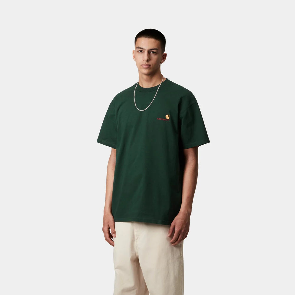 Carhartt S/S American Script T-Shirt - Conifer - Stencil