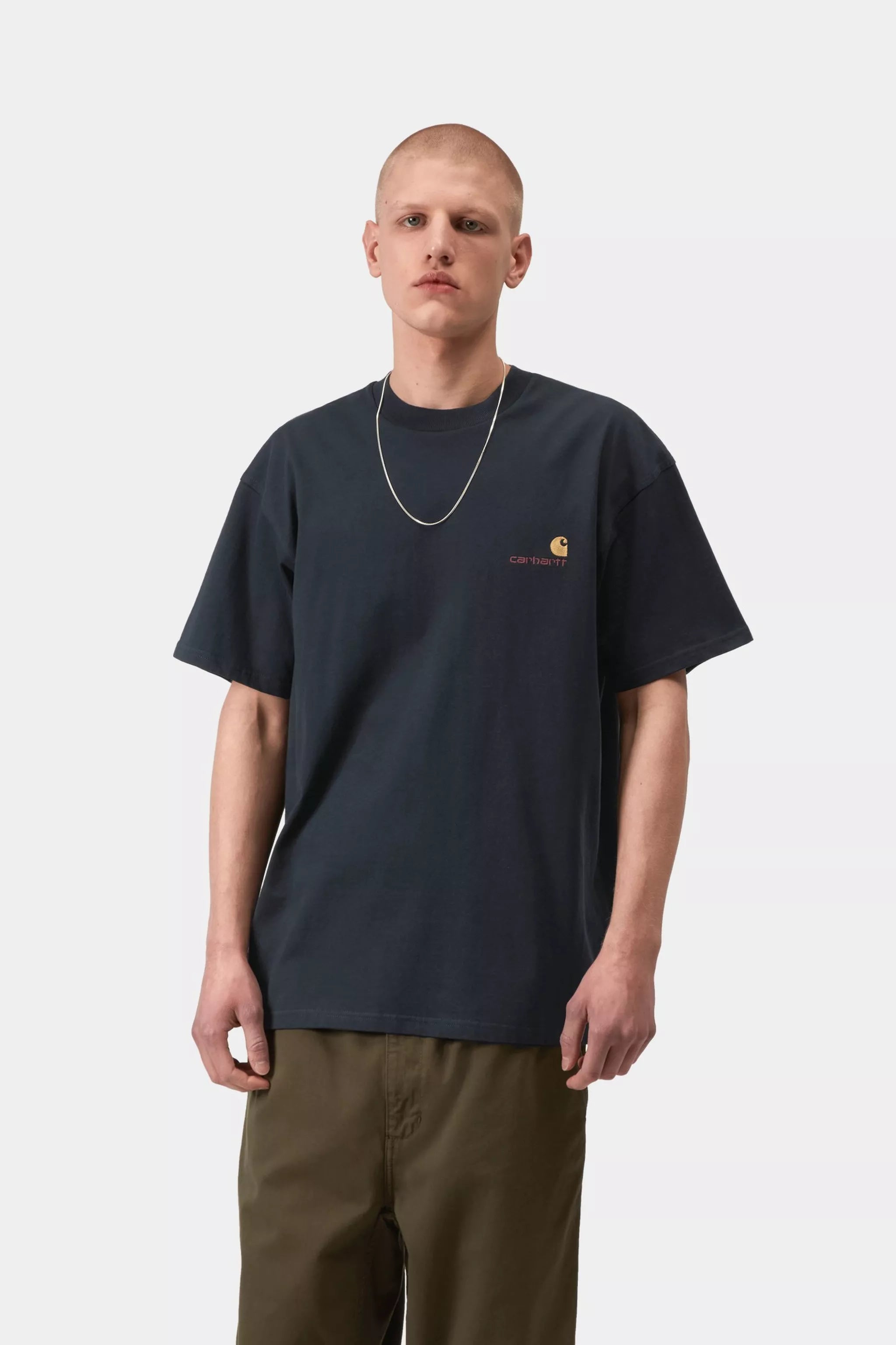 Carhartt S/S American Script T-Shirt - Deep Night - Stencil