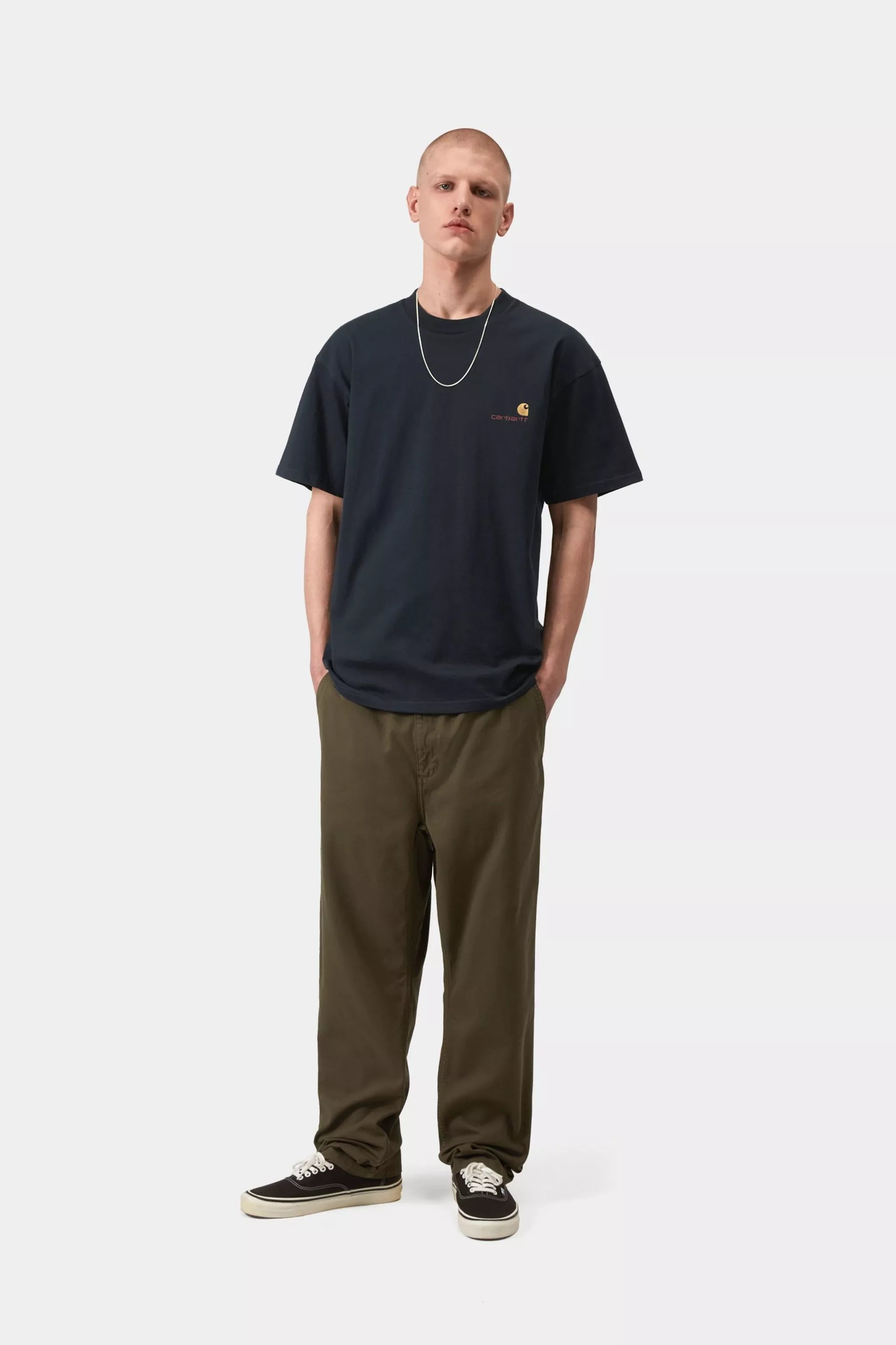 Carhartt S/S American Script T-Shirt - Deep Night - Stencil