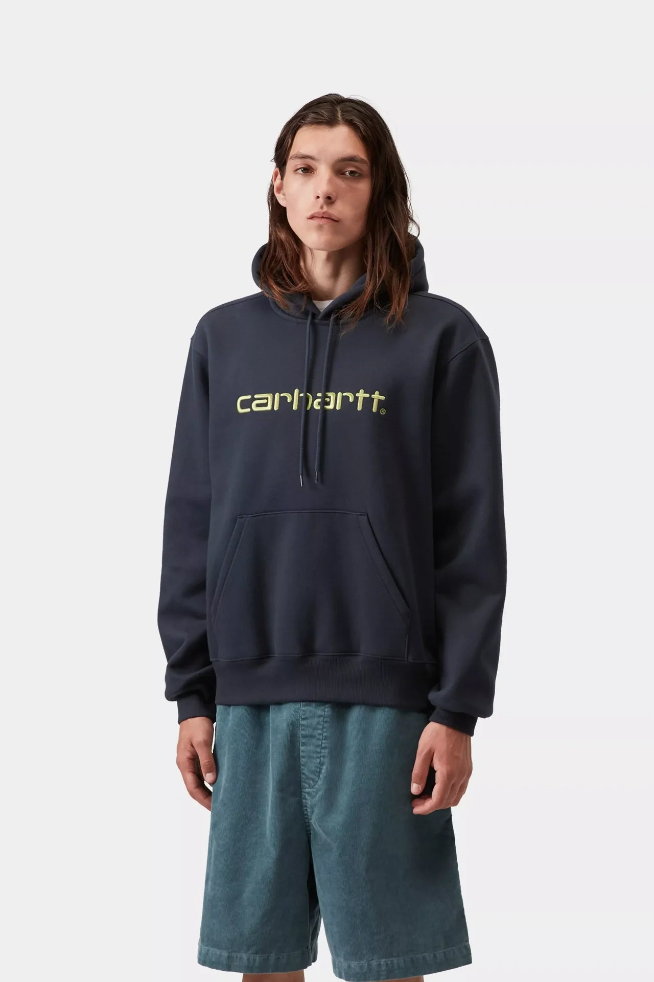 Carhartt Hooded Carhartt Sweat - Deep Night/Gentle Green - Stencil