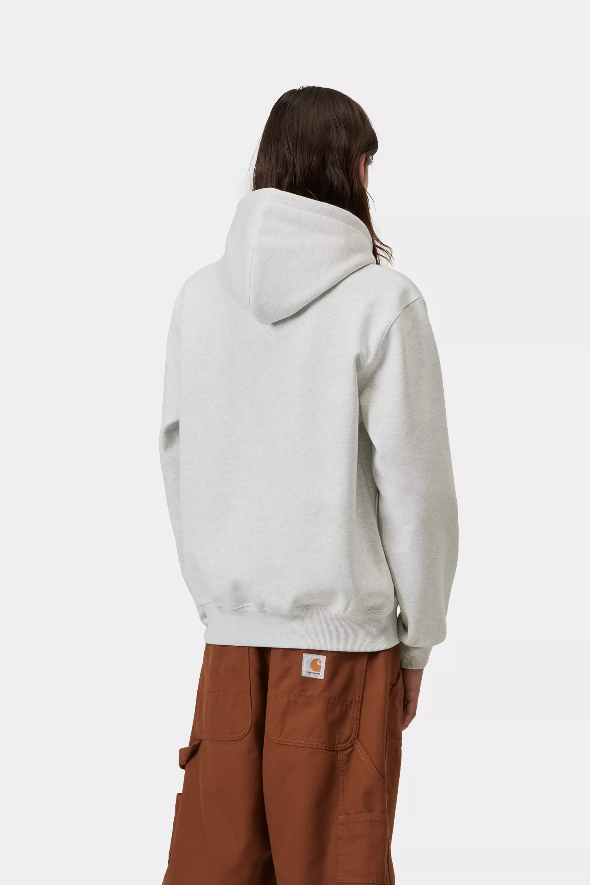 Carhartt Hooded "Carhartt" Sweat - Ash Heather / Cozy Purple - Stencil