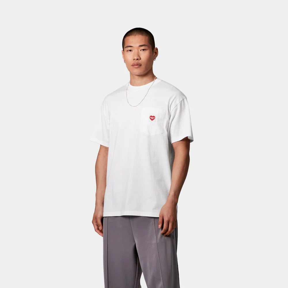 Carhartt S/S Pocket Heart T-Shirt - White / Red - Stencil