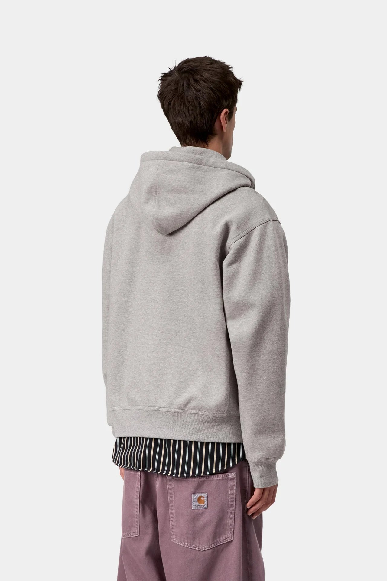 Carhartt Hooded American Script Jacket - Grey Heather - Stencil