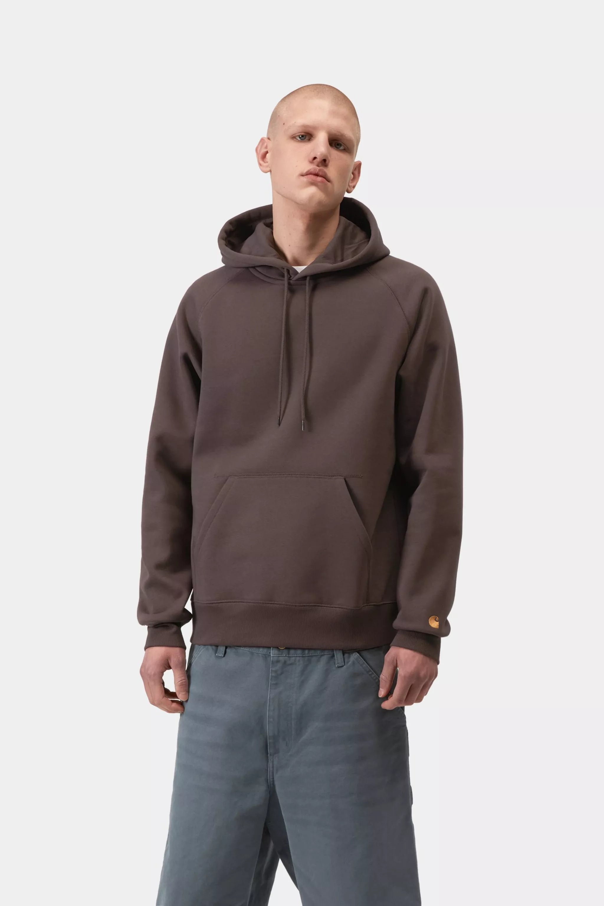 Carhartt Hooded Chase Sweatshirt - Shale / Gold - Stencil