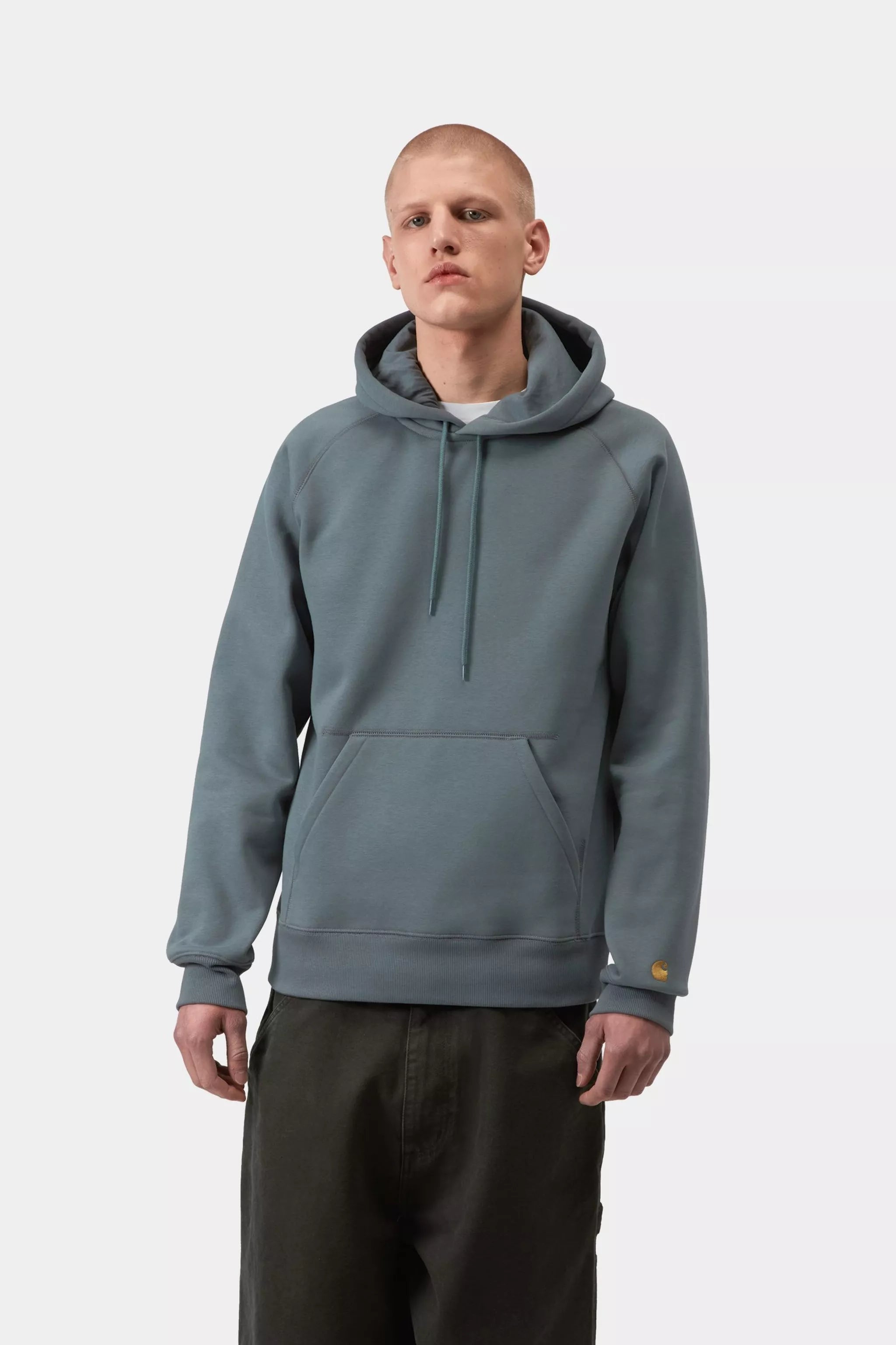 Carhartt Hooded Chase Sweatshirt - Shale / Gold - Stencil