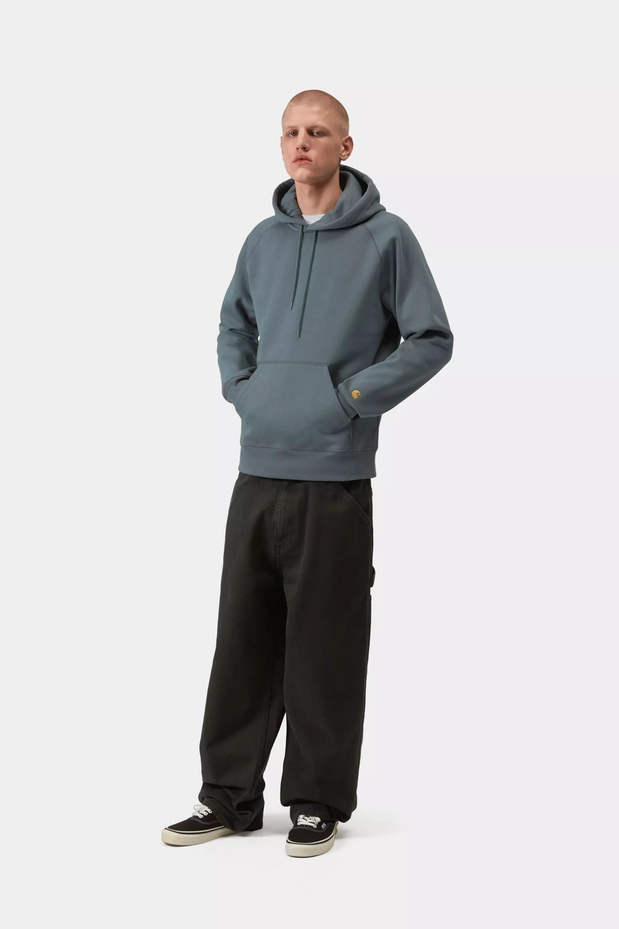 Carhartt Hooded Chase Sweatshirt - Shale / Gold - Stencil