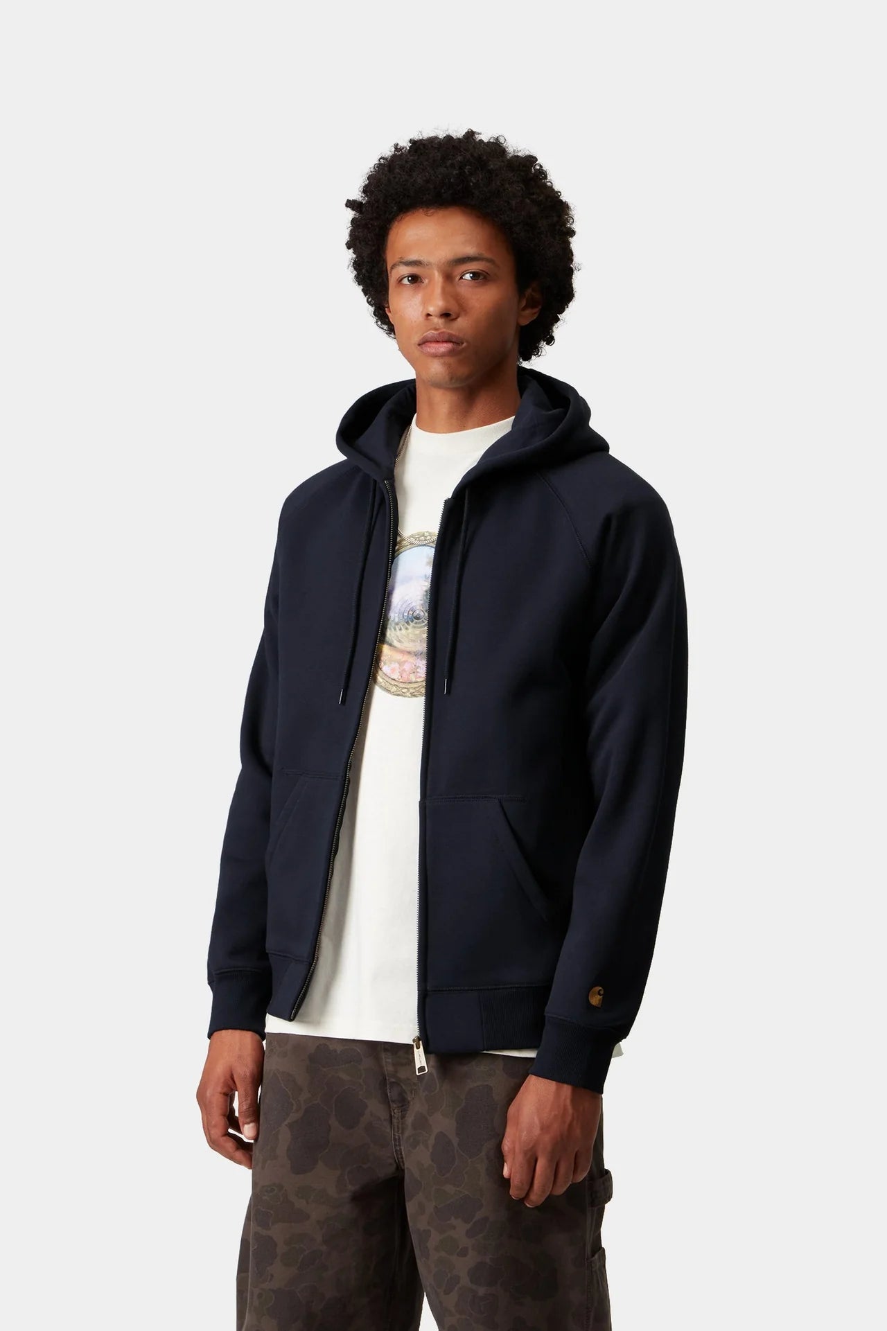 Carhartt Hooded Chase Jacket - Dark Navy/Gold - Stencil