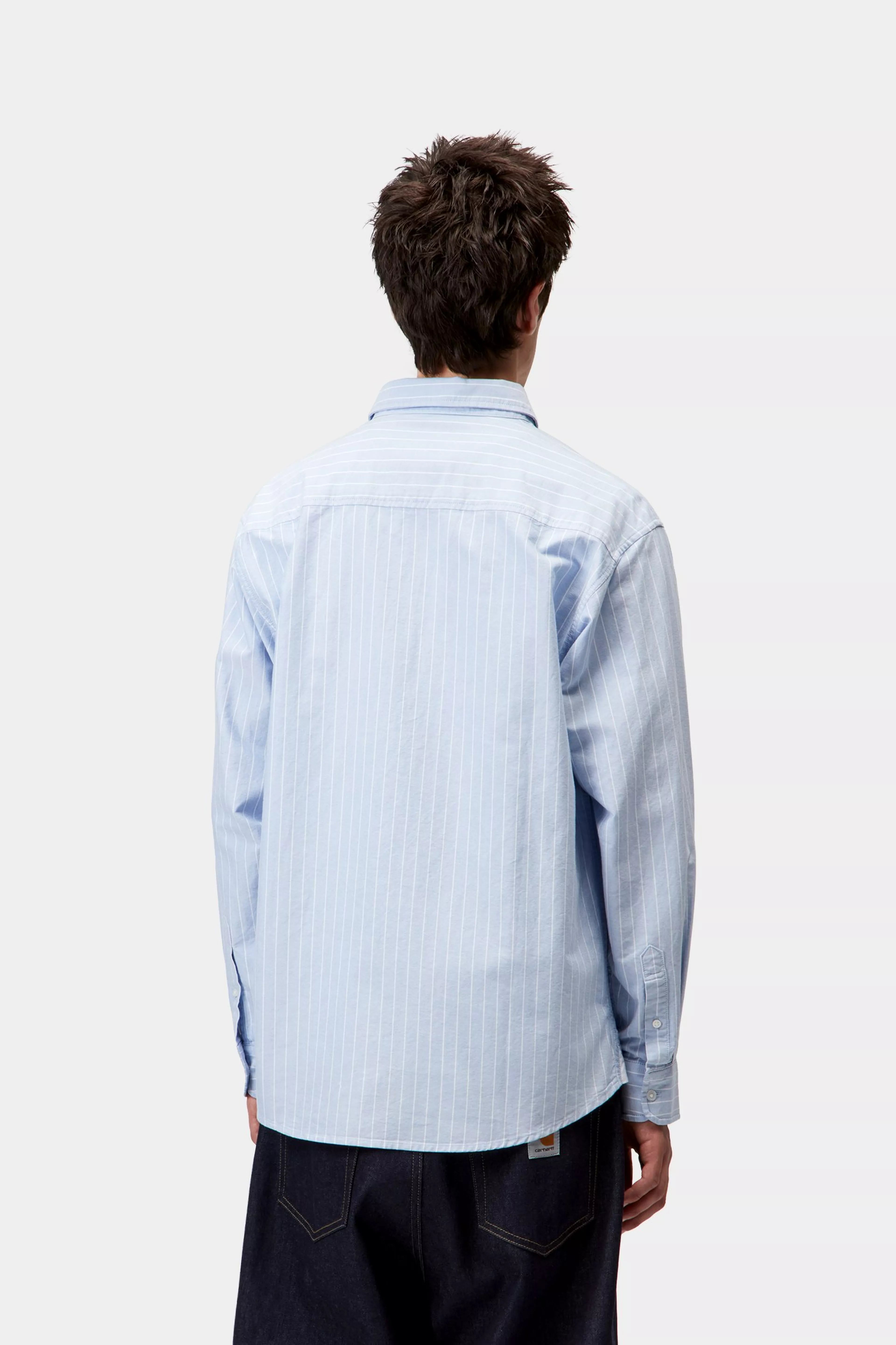 Carhartt L/S Cassel Shirt - Cassel Stripe. - Bleach / White - Stencil