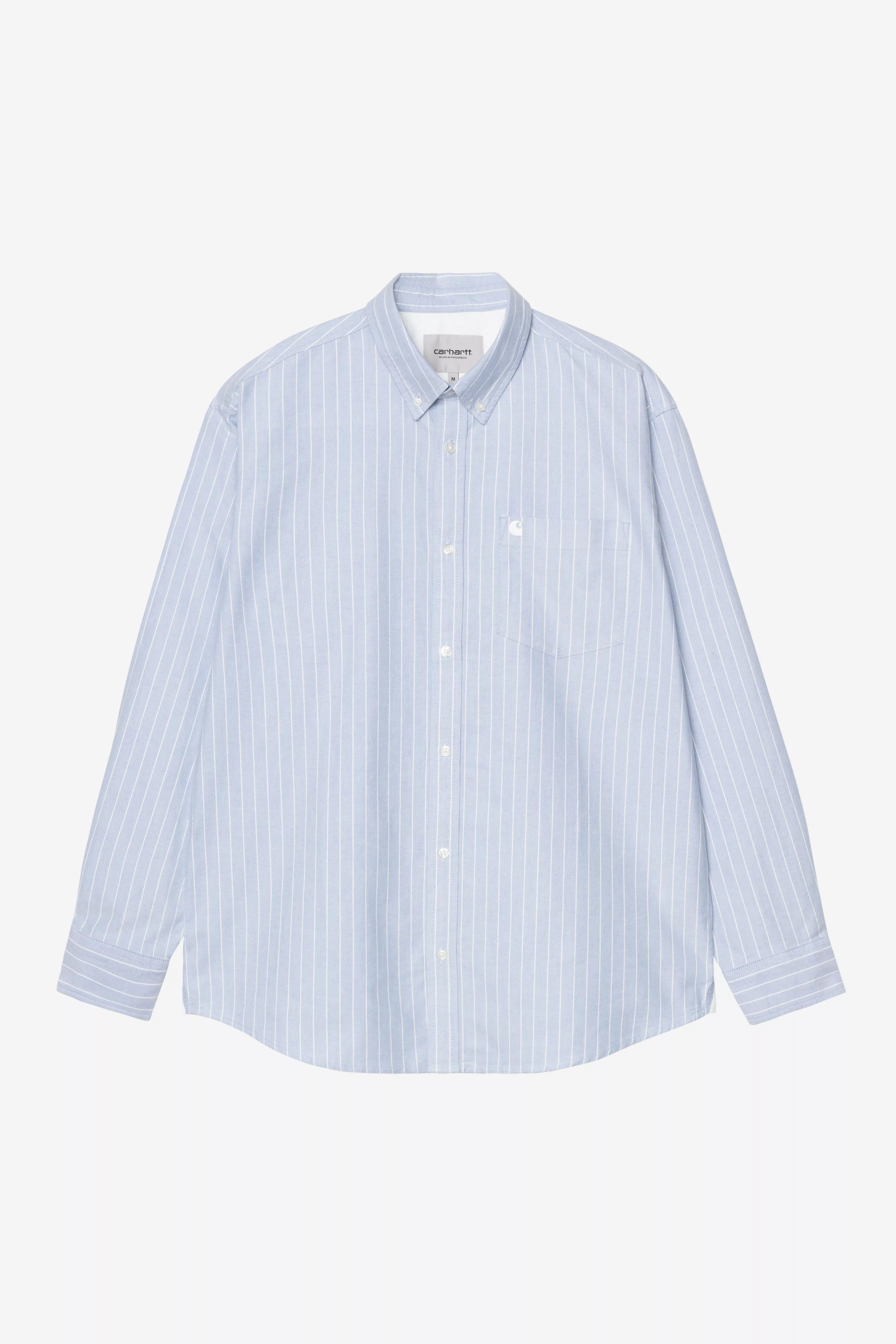 Carhartt L/S Cassel Shirt - Cassel Stripe. - Bleach / White - Stencil