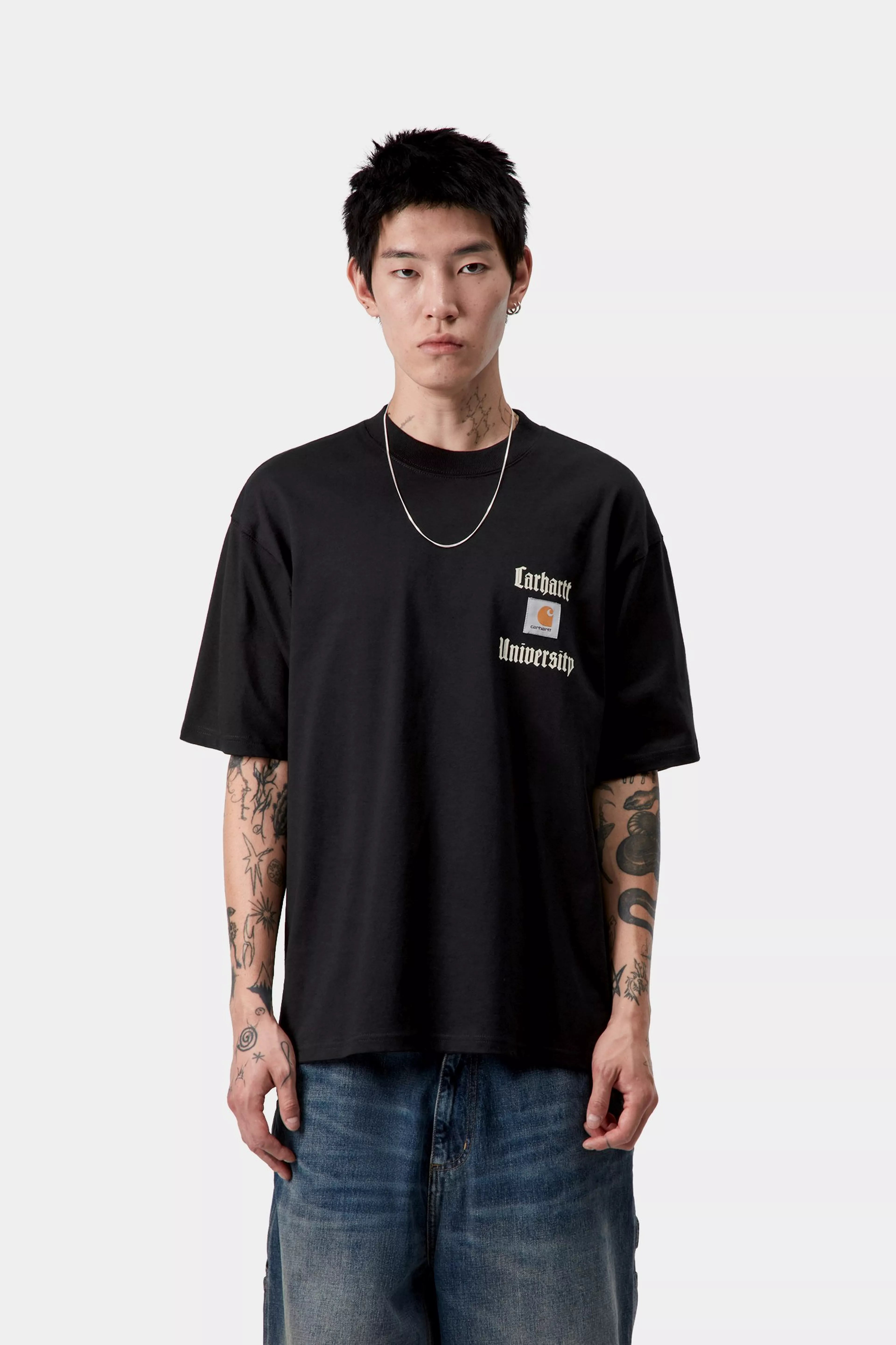 Carhartt S/S Schooling Heart T-Shirt - Black - Stencil
