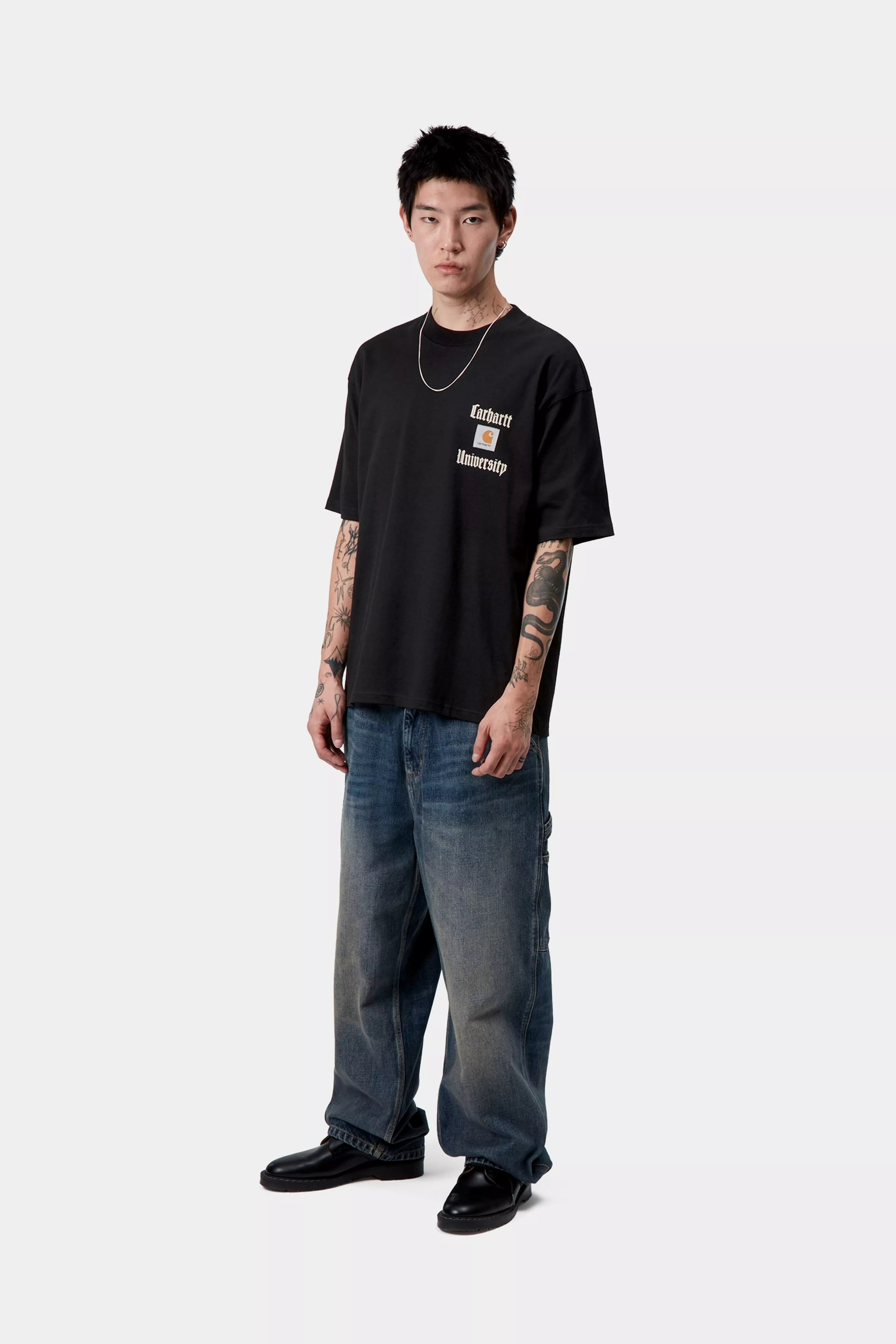Carhartt S/S Schooling Heart T-Shirt - Black - Stencil