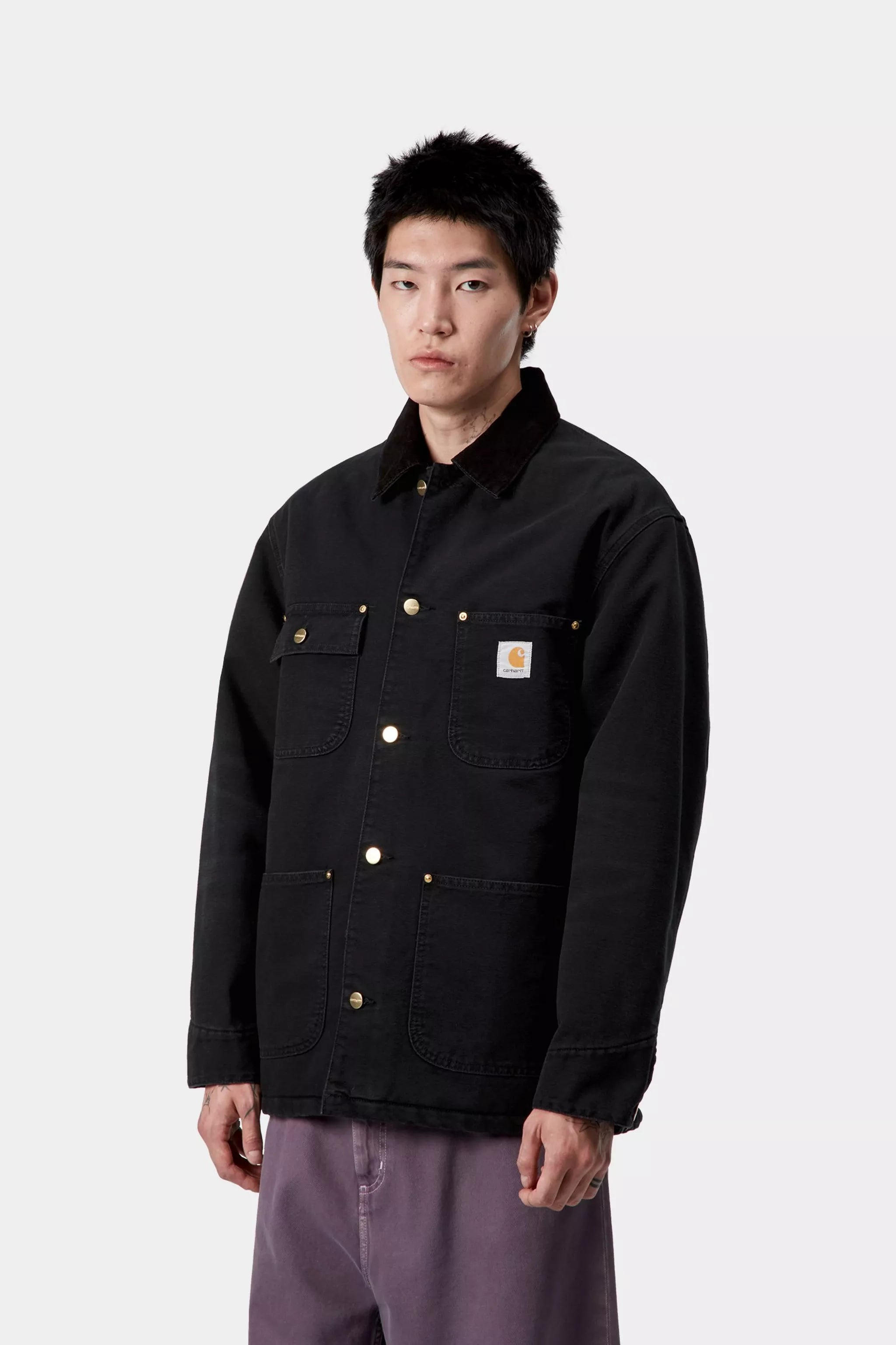 Carhartt OG Chore Coat - Black / Black Stone Canvas - Quilted Liner - Stencil