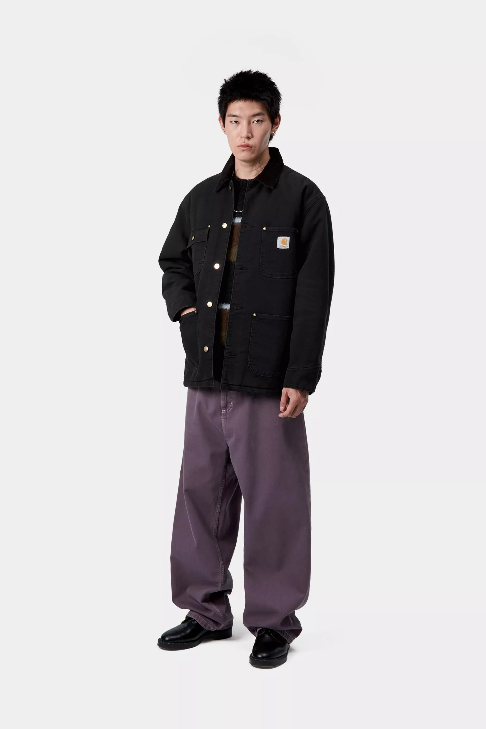 Carhartt OG Chore Coat - Black / Black Stone Canvas - Quilted Liner - Stencil