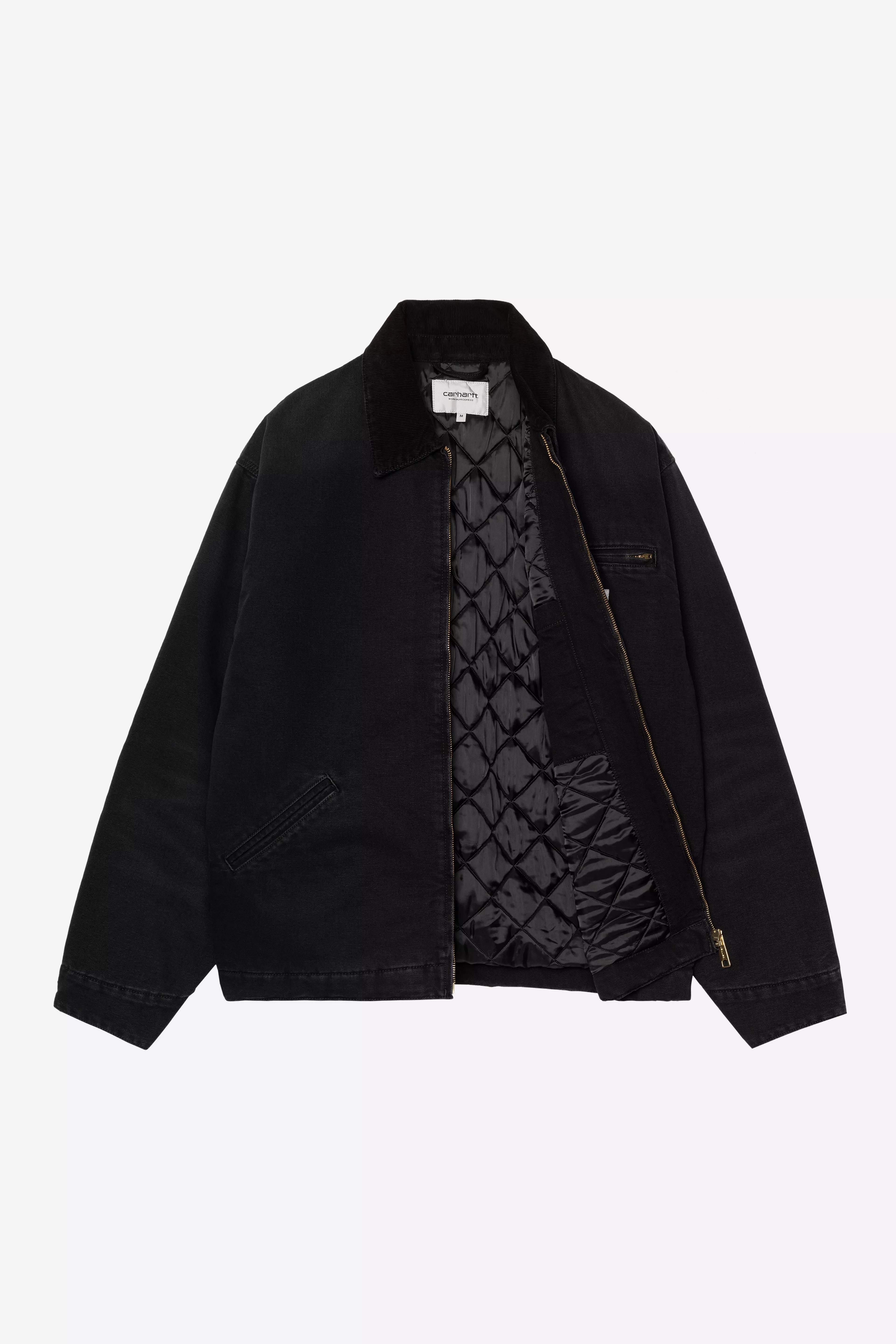 Carhartt OG Detroit Jacket - Black / Black Stone Canvas - Quilted Liner - Stencil
