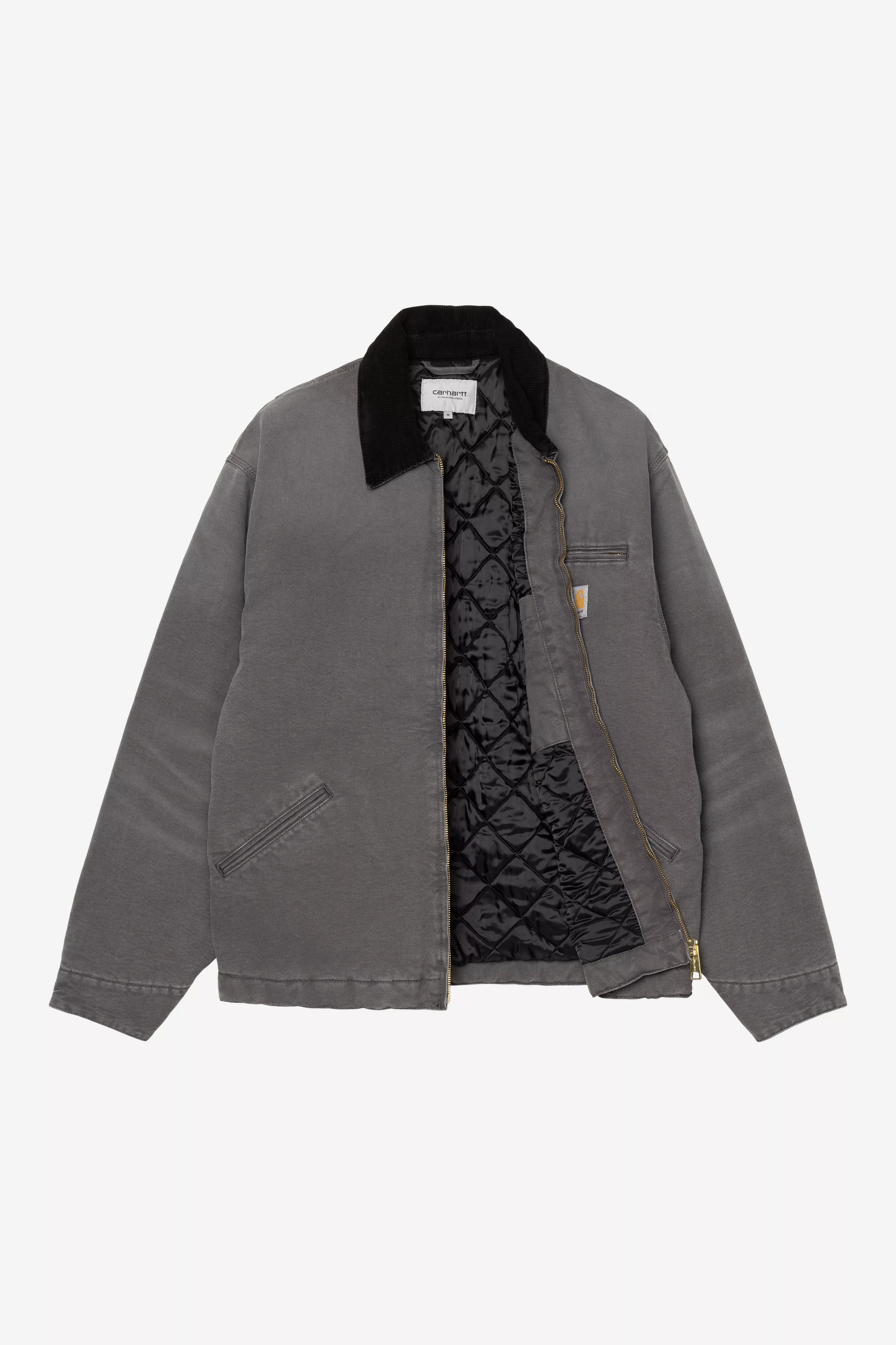 Carhartt OG Detroit Jacket - Graphite / Black Stone Canvas - Quilted Liner - Stencil