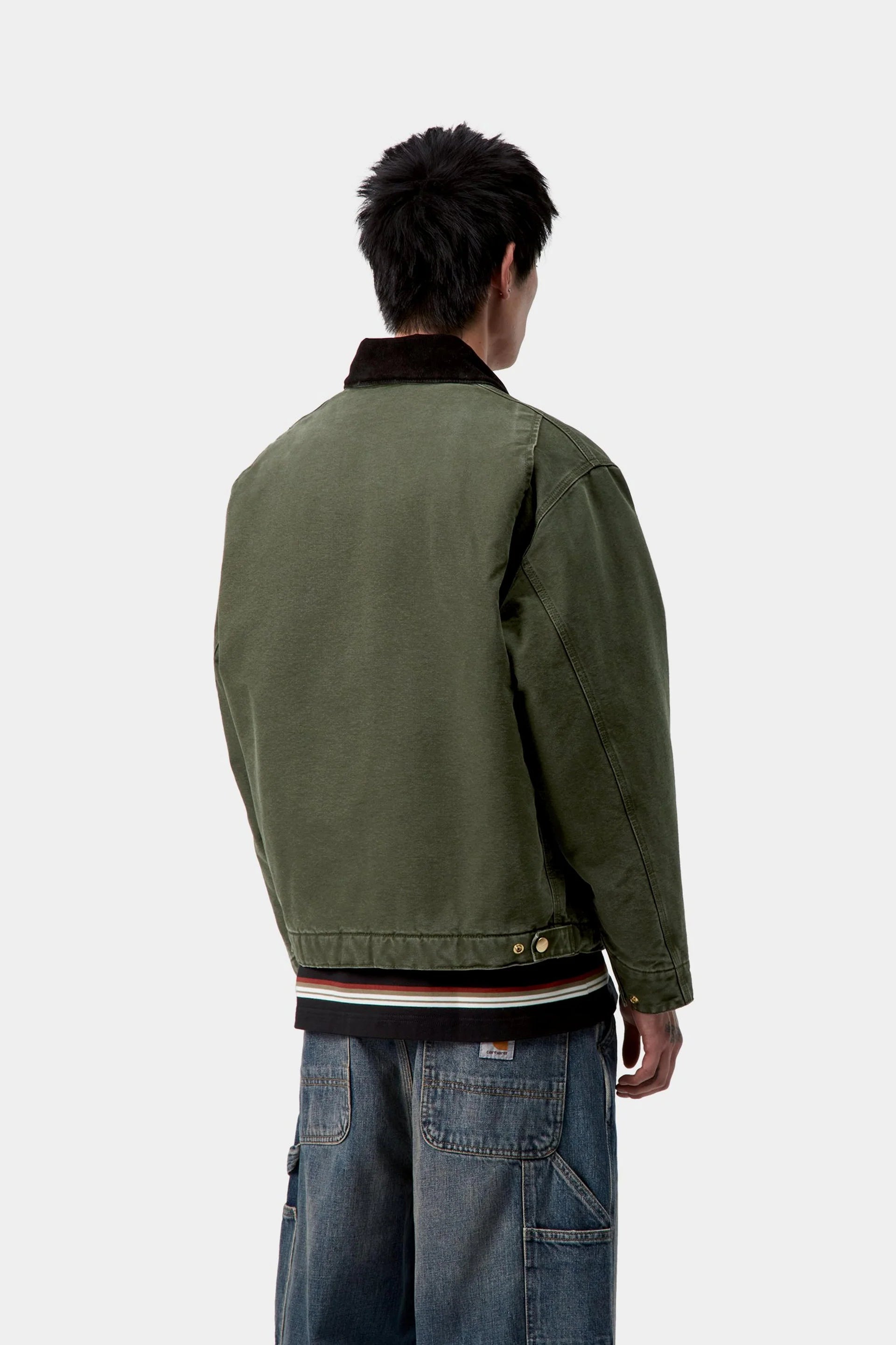 Carhartt OG Detroit Jacket - Olive / Black Stone Canvas - Quilted Liner - Stencil